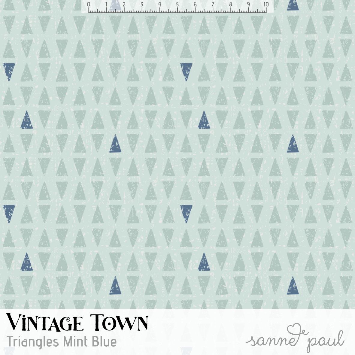 Bio Stoff  - Vintage Town Triangles Mint Blue - SannePaul, mint, Abstrakt