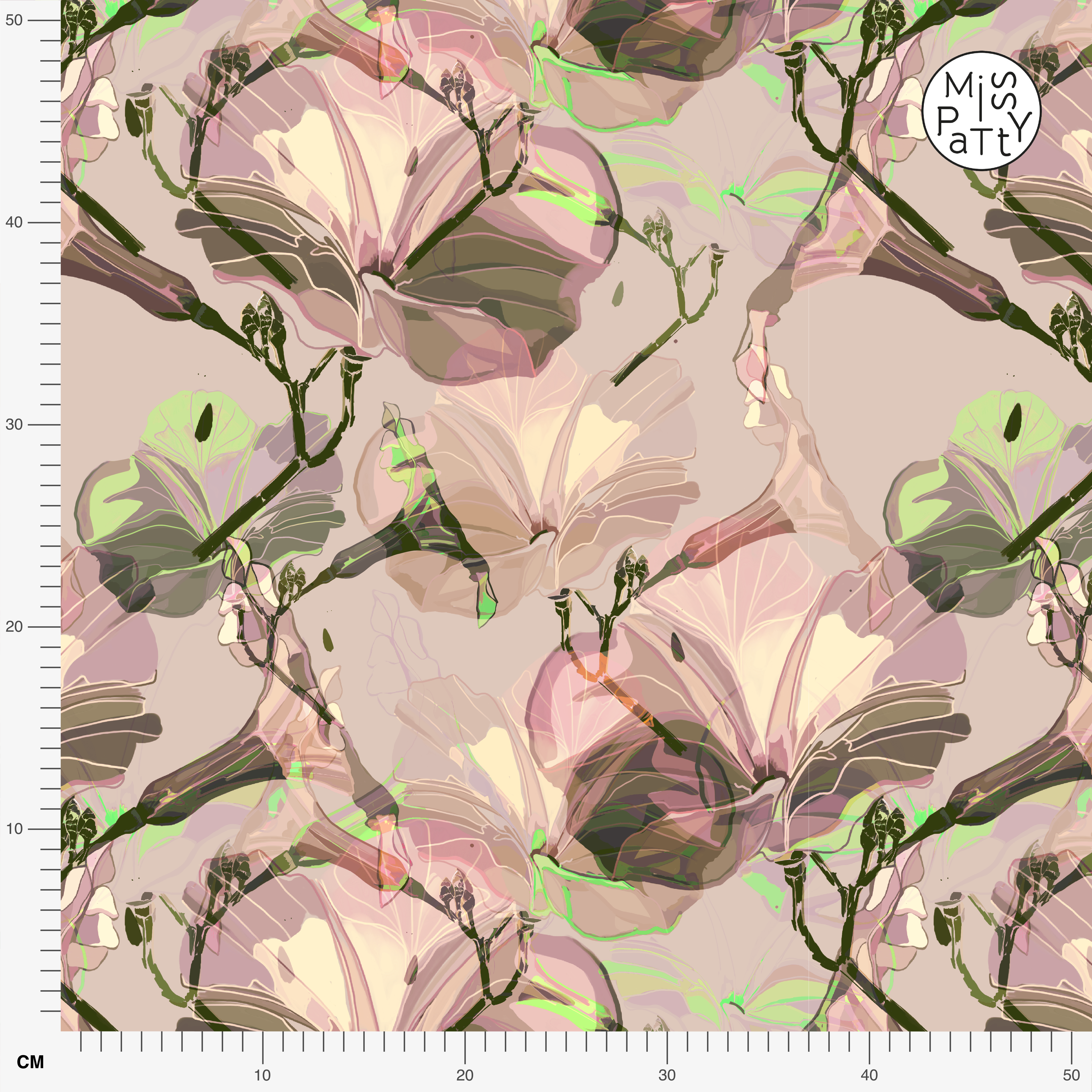 Organic fabric  - Deepflower rose