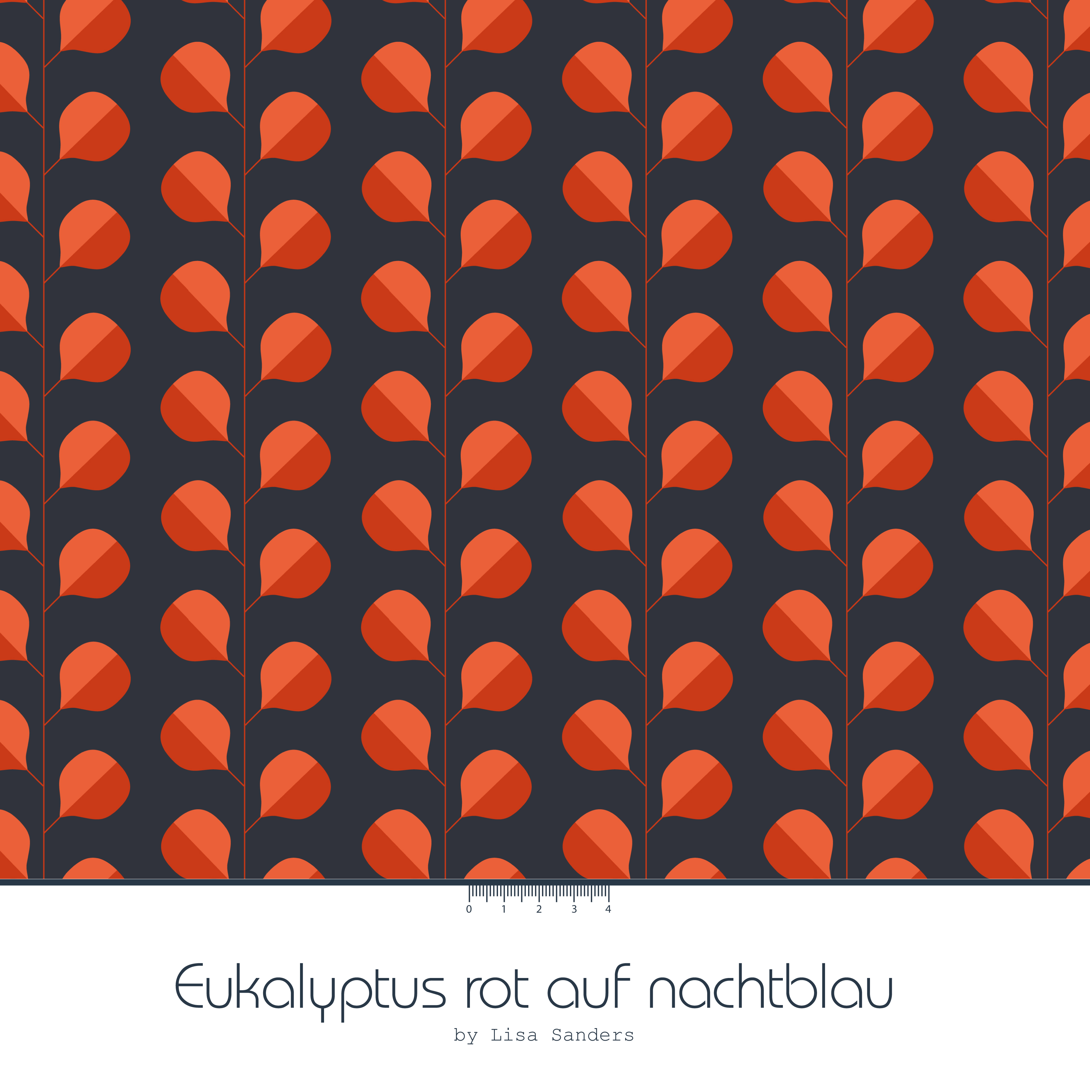 Bio Canvas Stoff - Eukalyptus Nachtblau - LisaSanders, blau, rot, Blätter & Ranken, 100% Bio-Baumwolle Bio Canvas Stoff - Eukalyptus Nachtblau - LisaSanders, blau, rot, Blätter & Ranken, 100% Bio-Baumwolle