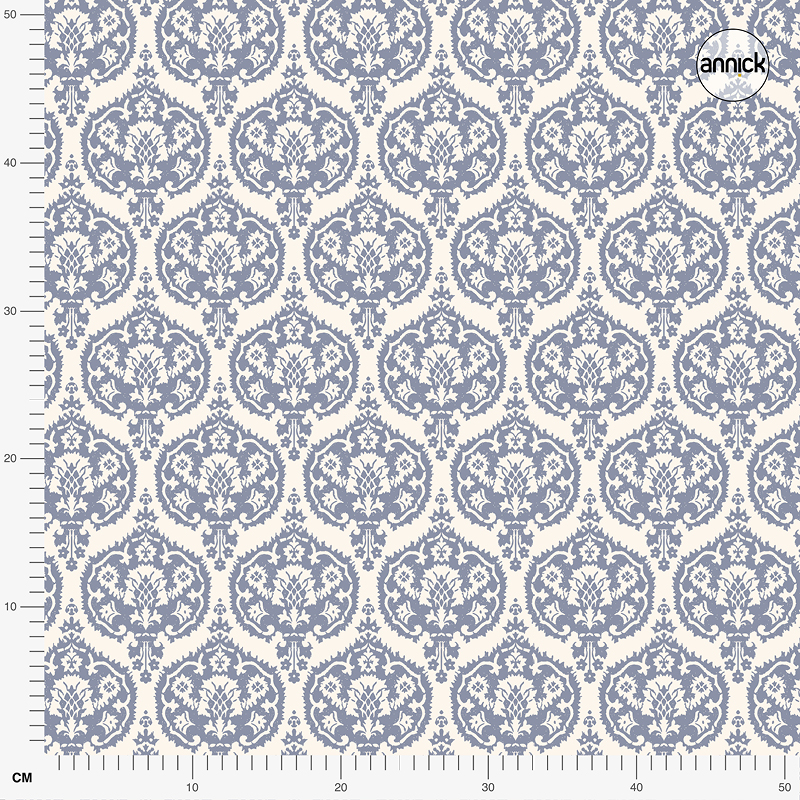 Bio Stoff  -  Botanical Cottage Renaissance Ornament blau