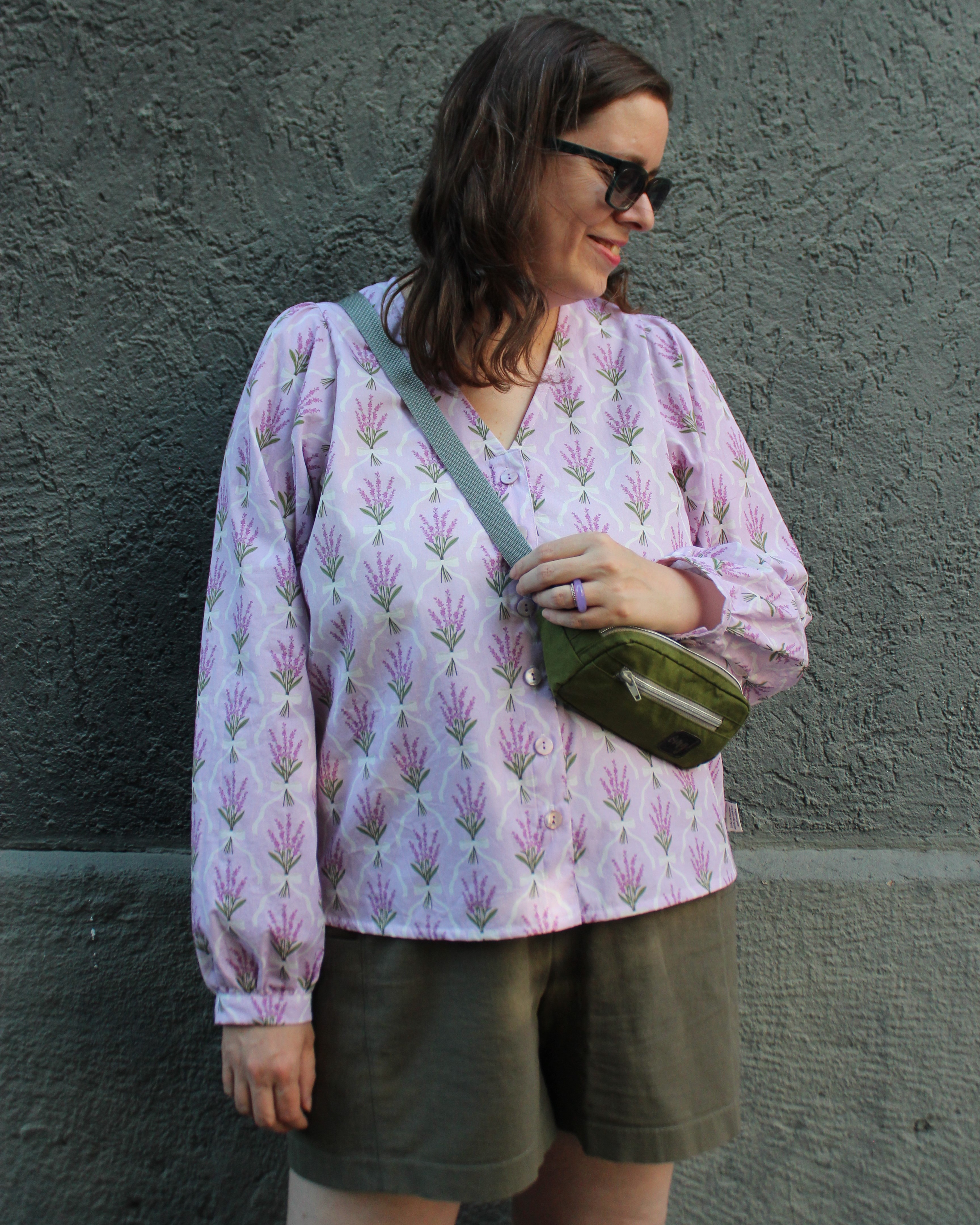 Organic fabric - Lavendelstrauß mit Schleife purple