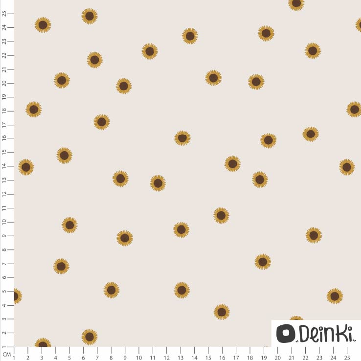 Organic Fabric - Sunflower Ditsy Cream by Deinki in cream