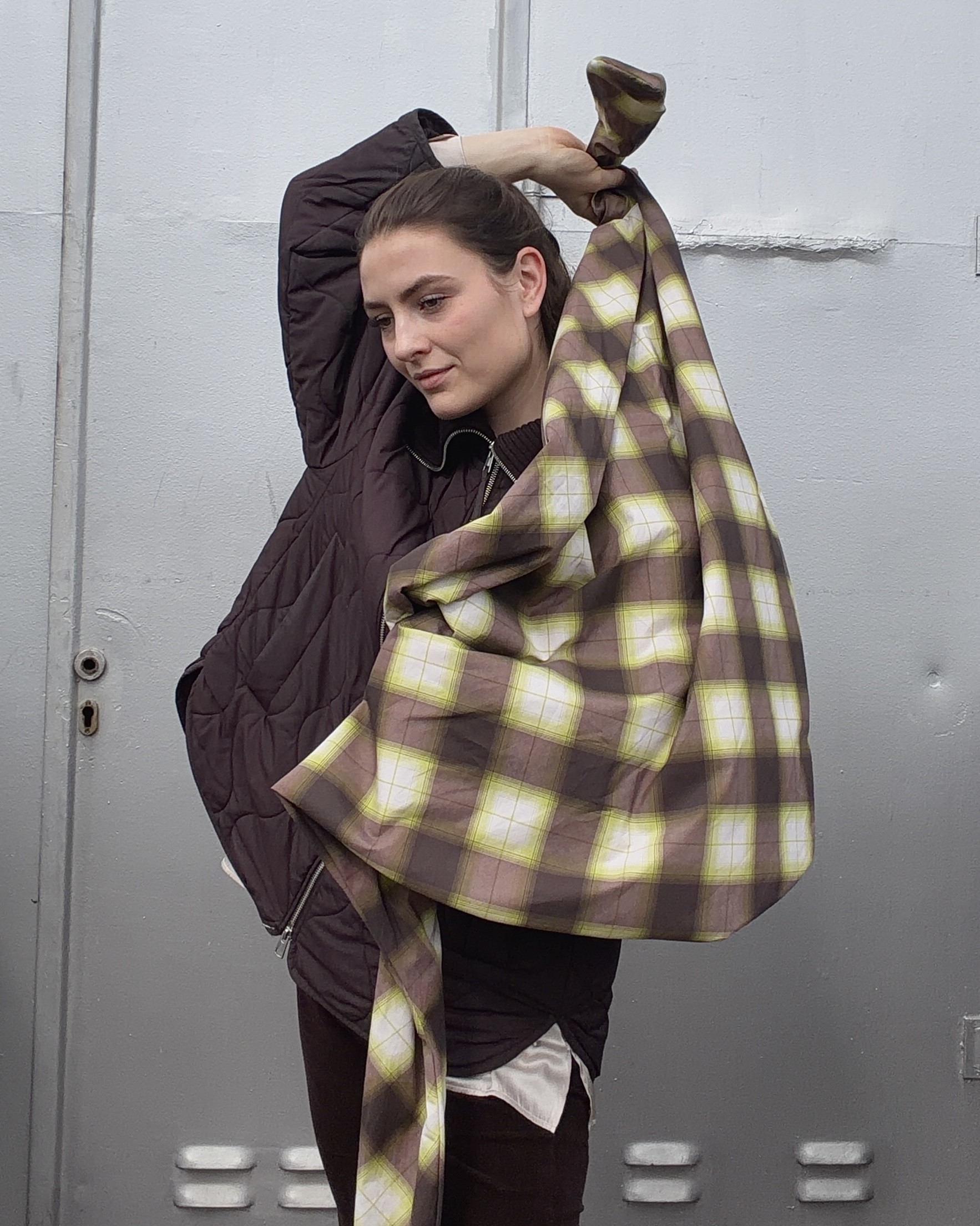 Organic fabric  - Cozy Shadow Plaid brown - Alexandra Weise