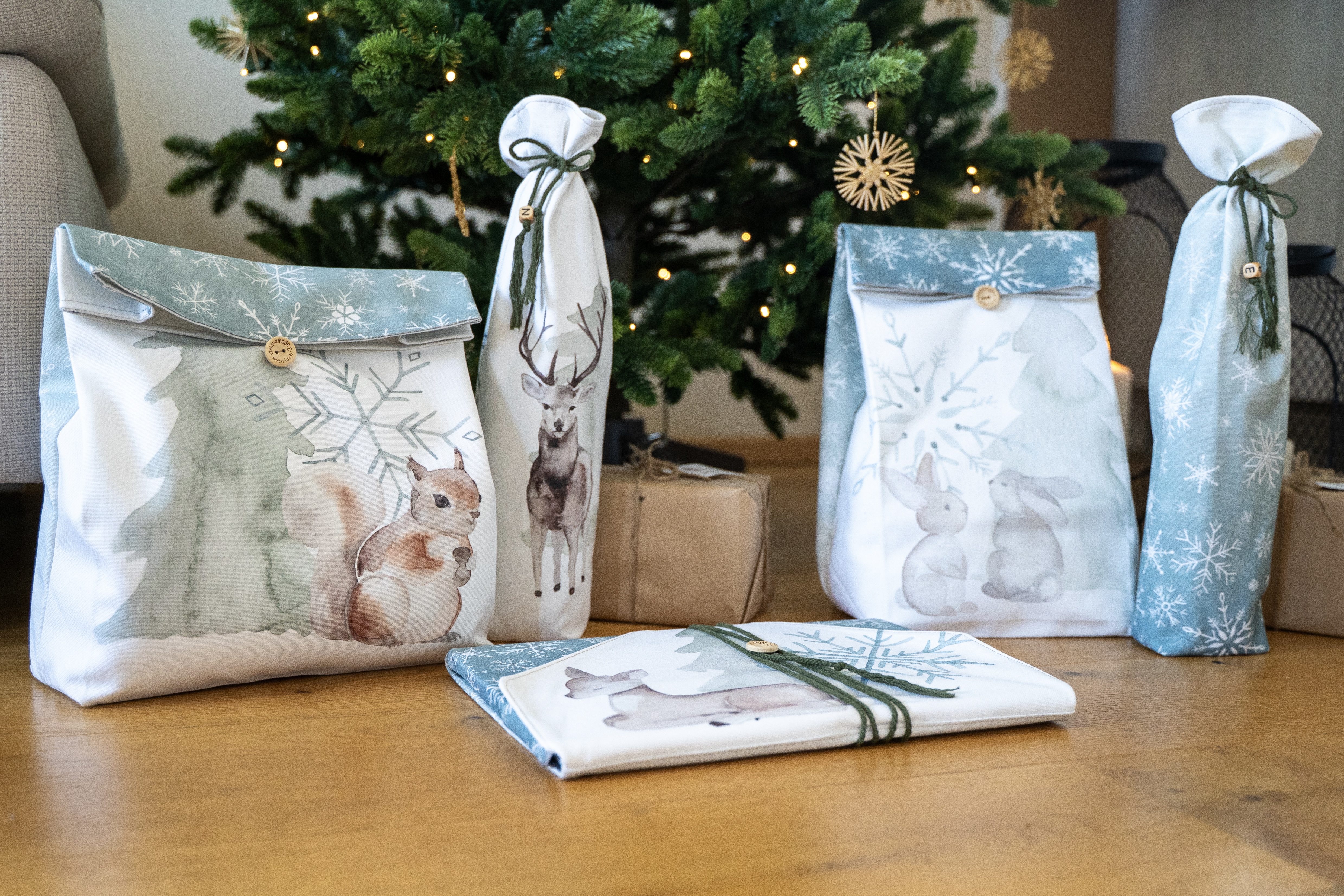 Bio Stoff - Winterwaldzauber grau