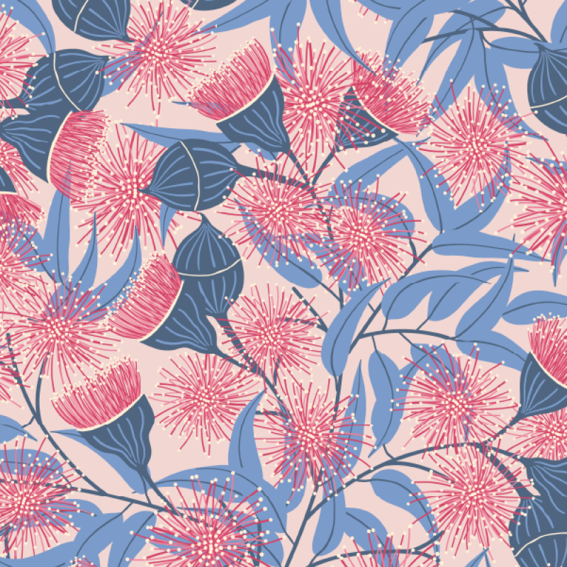 Bio-Stoff - Eukalyptusblumen rosa