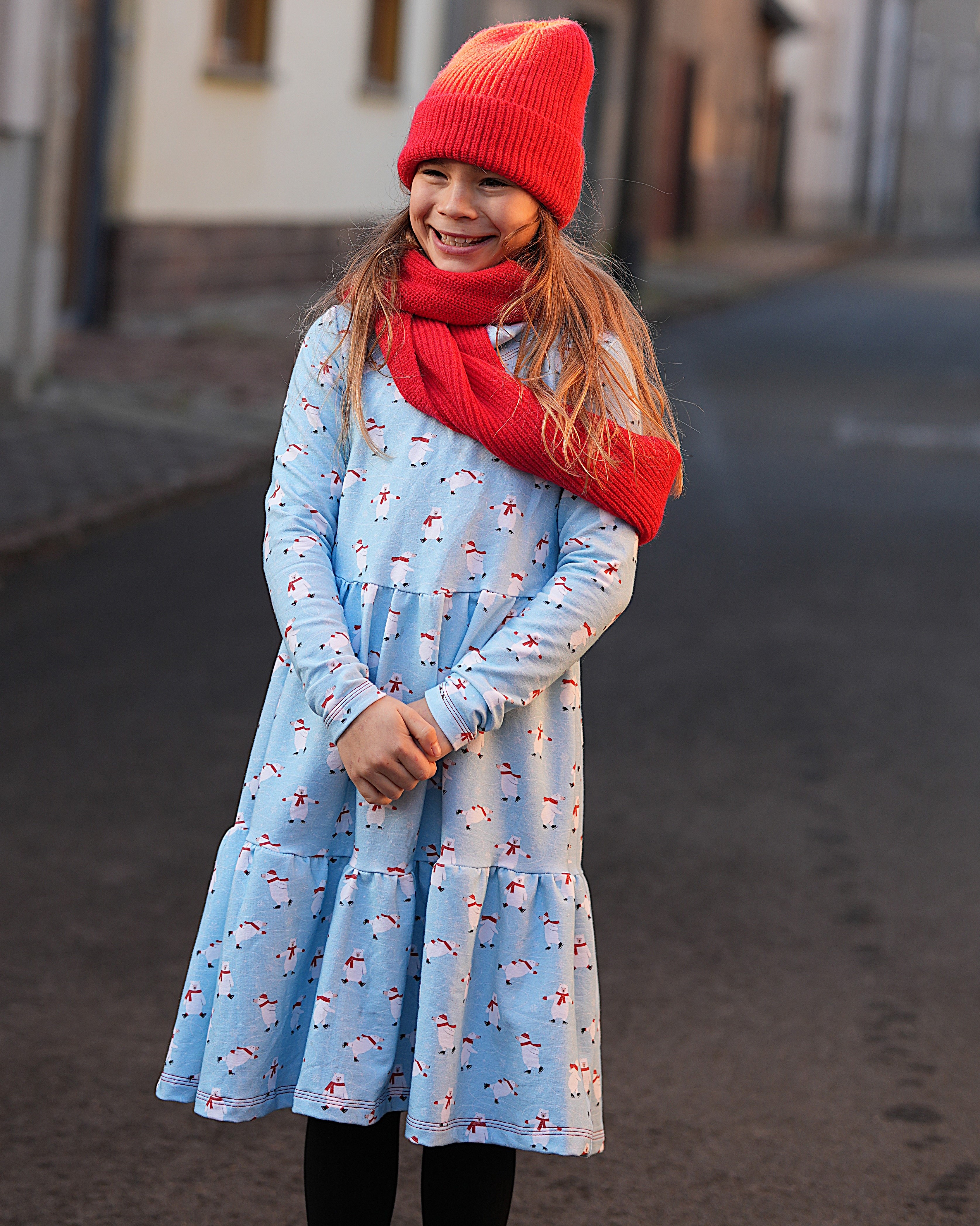 Bio Stoff - Eisbären auf Kufen hellblau