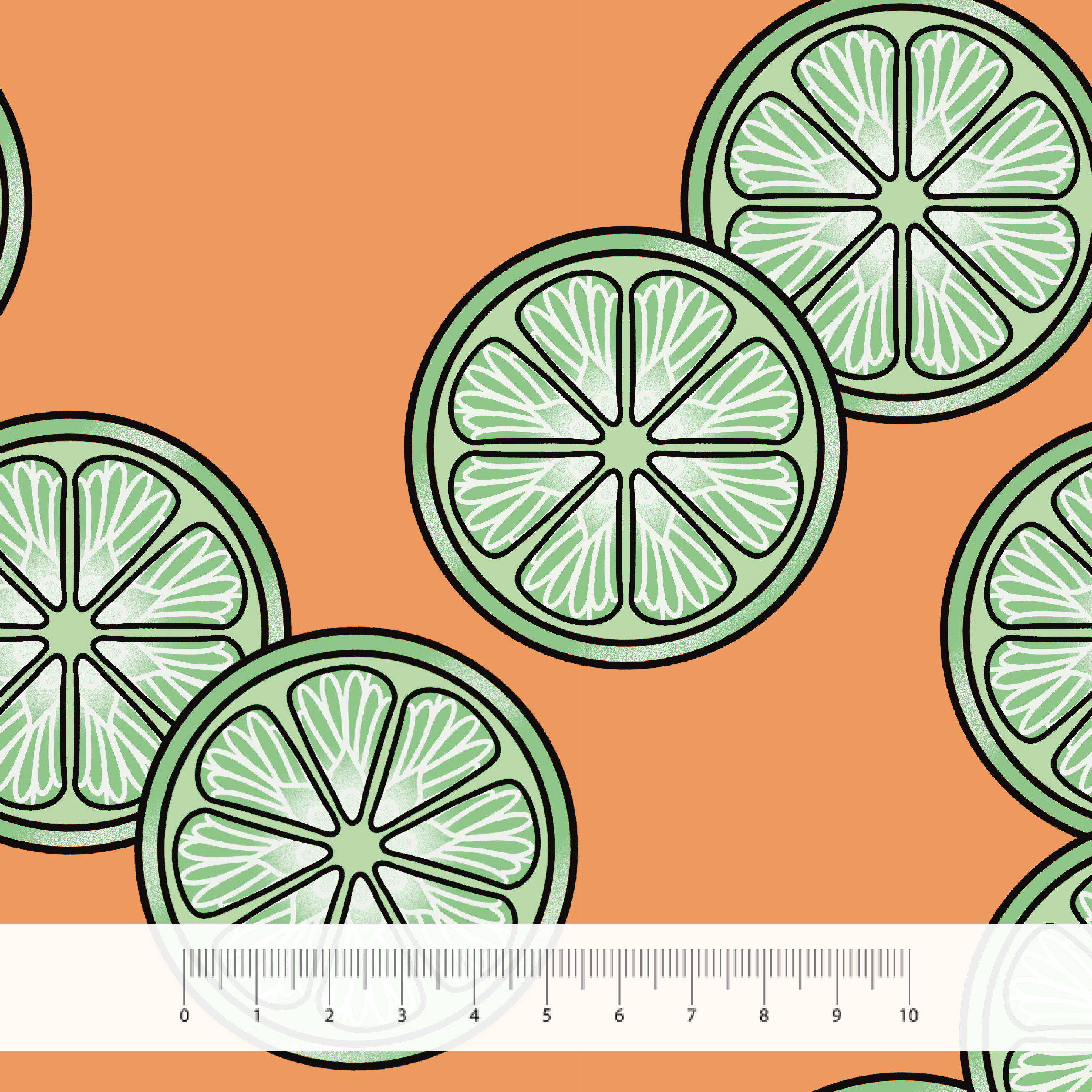 Organic Fabric - Limes by Ames Definitely Odd in orange