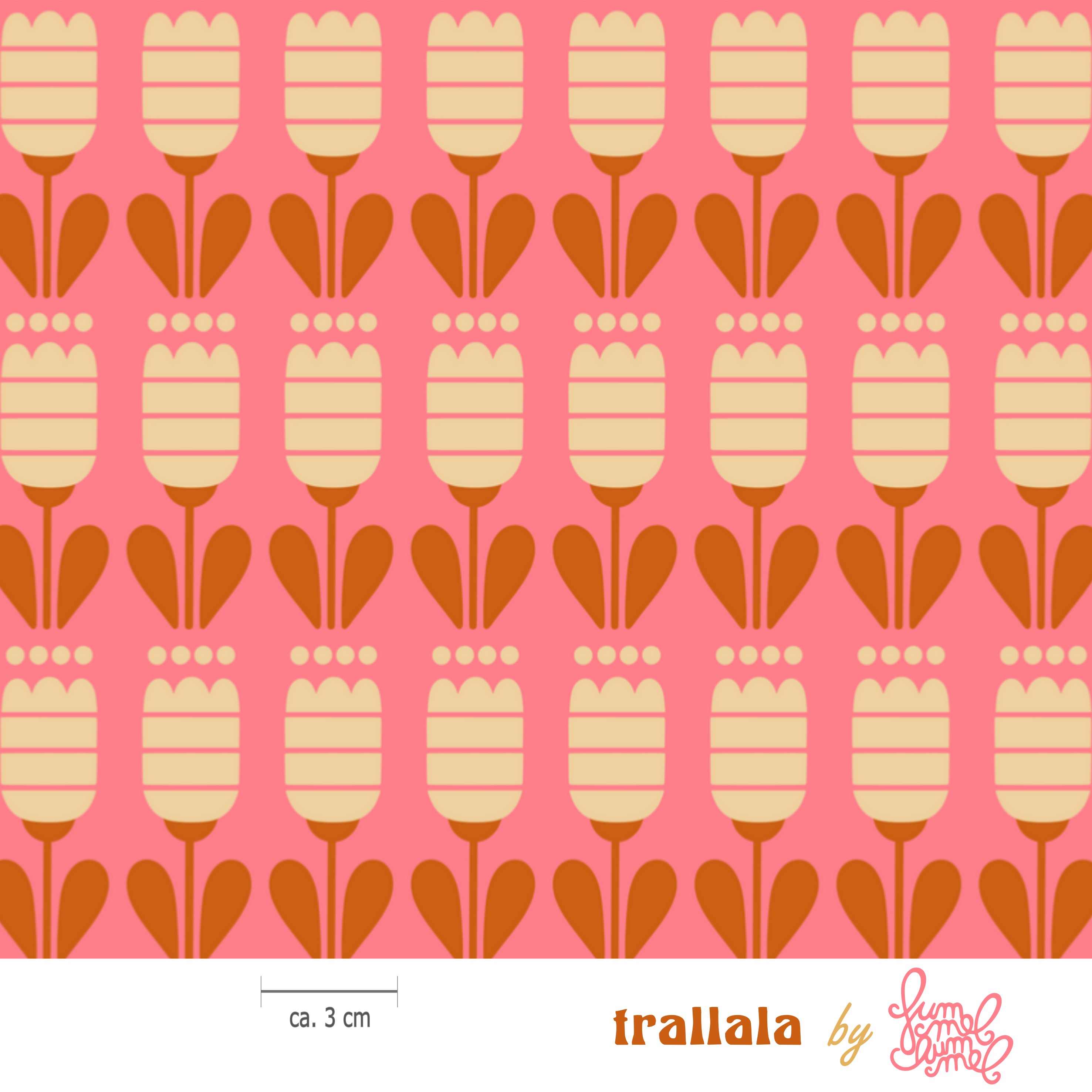 Bio Stoff  - Trallala Rosa - Fummelhummel, bunt, Floral & Blumen