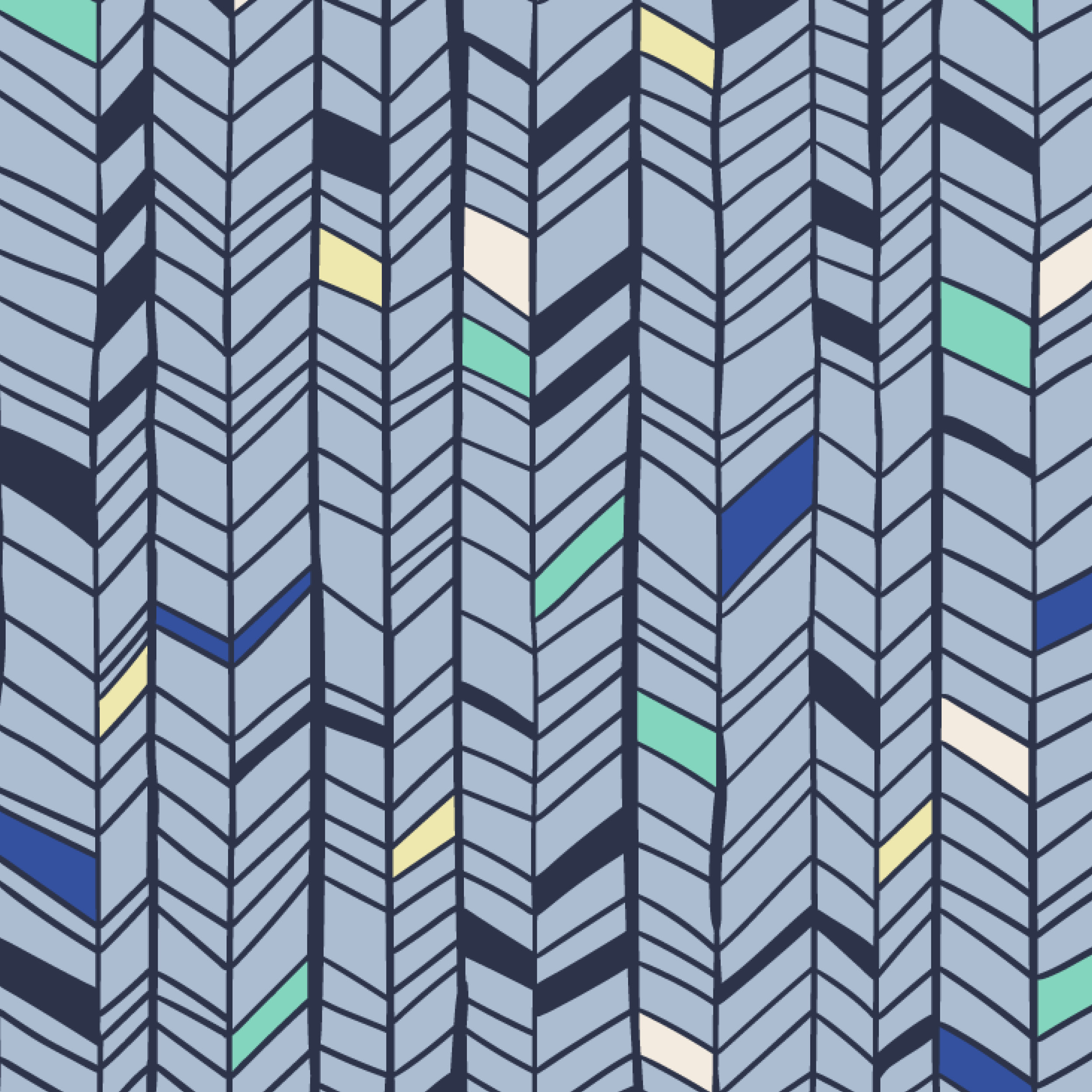 Organic Fabric  - Colourful Herringbone light blue