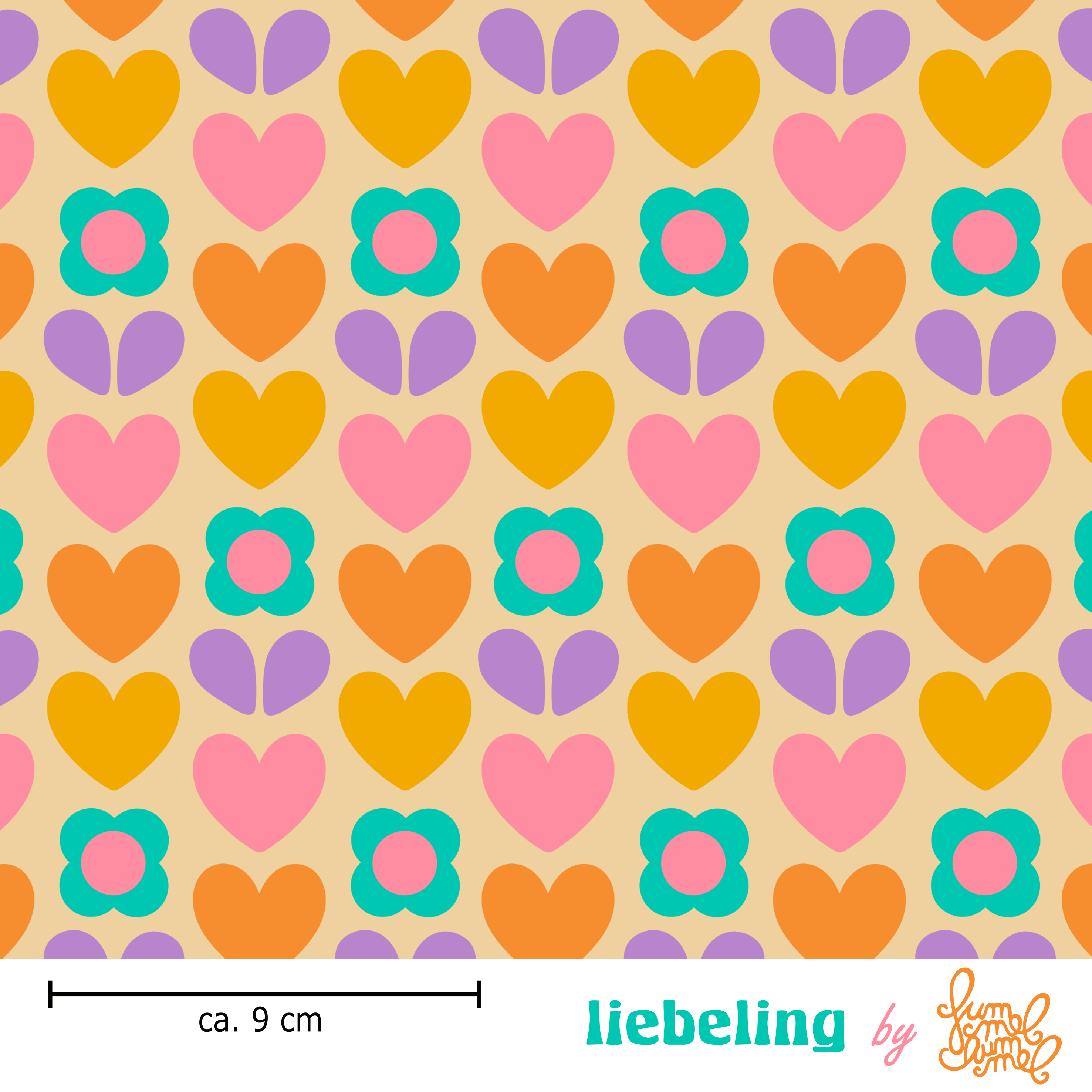 Organic fabric  - Liebeling bunt