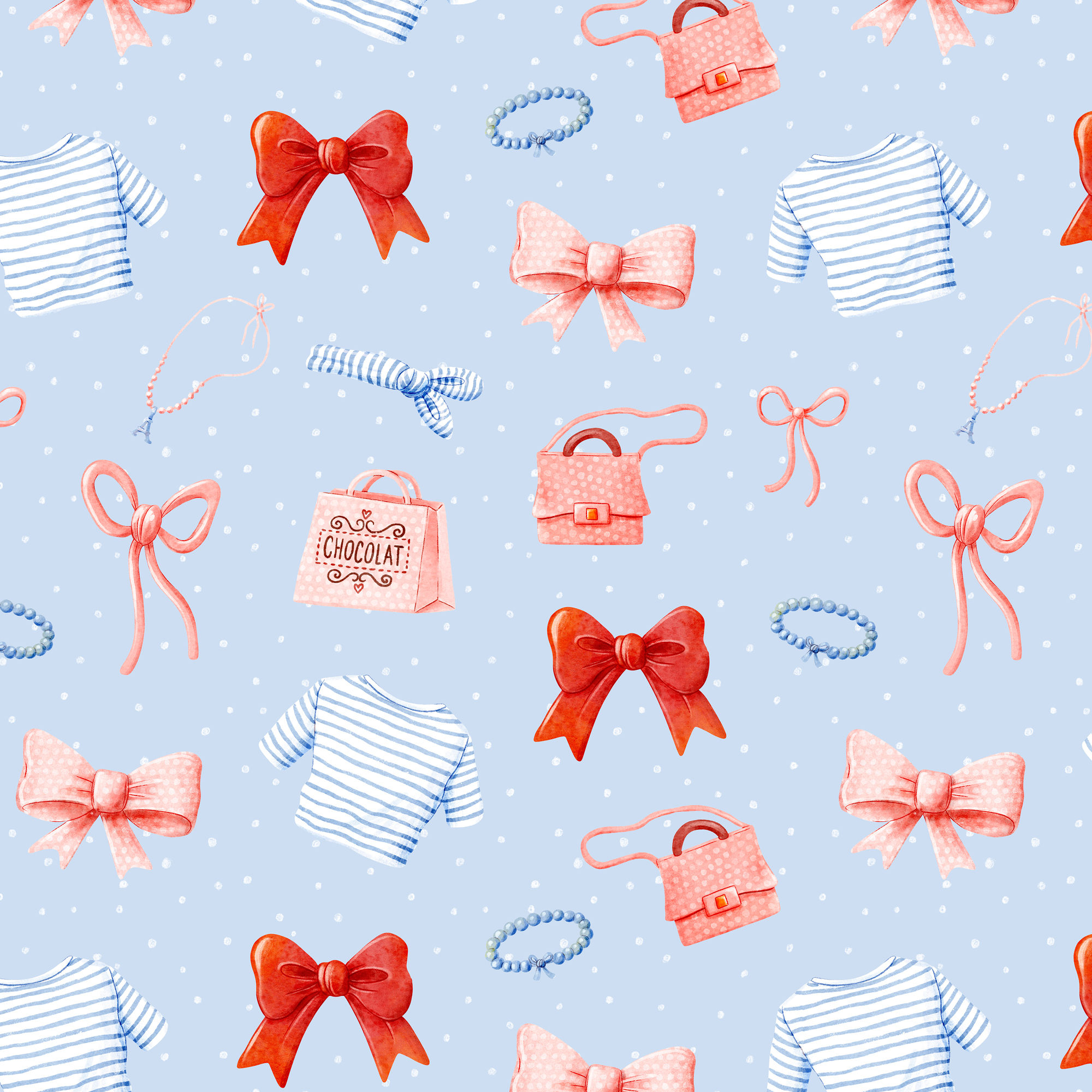 Scuba Stoff  - Süße Abenteuer Shoppingtour hellblau