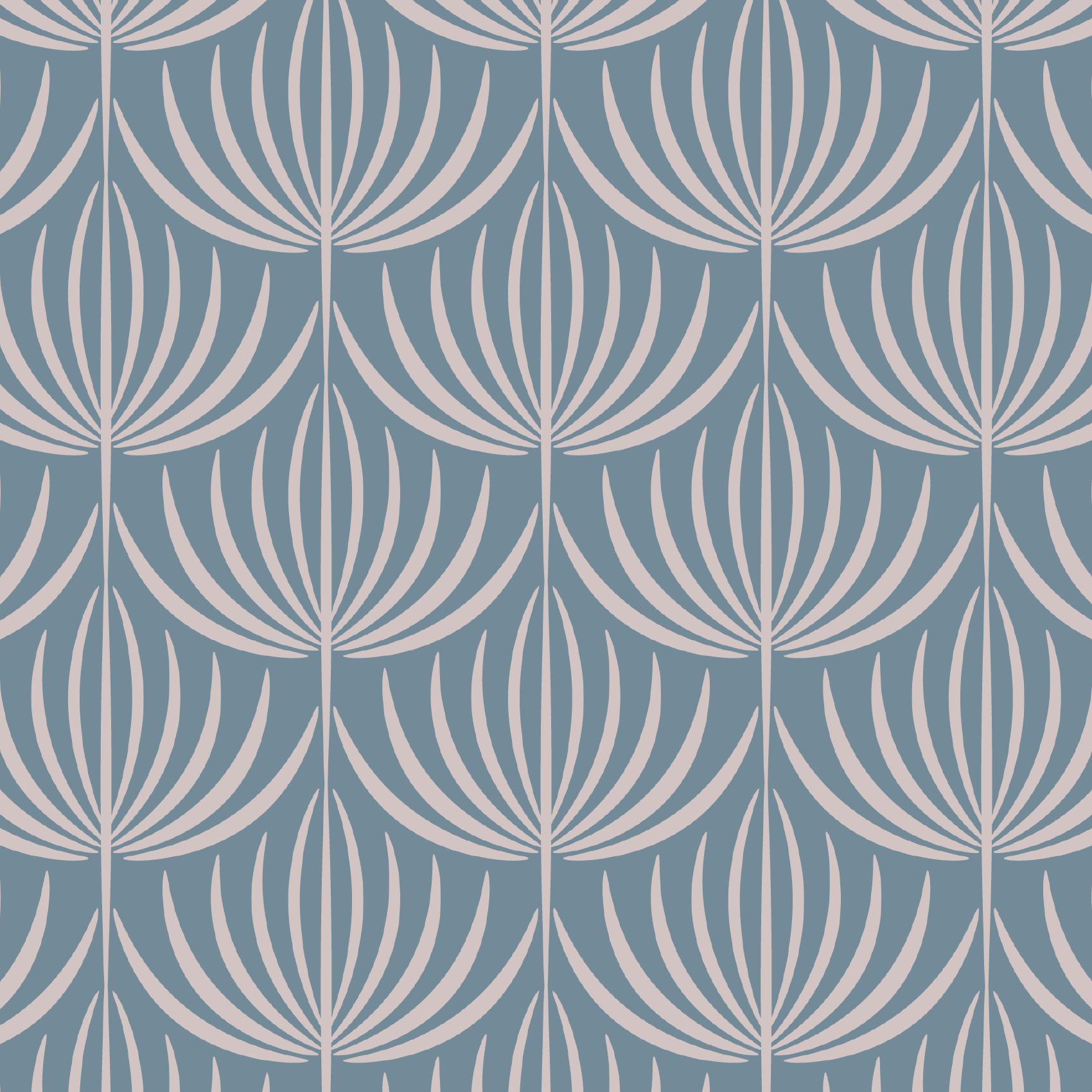 Organic fabric - Feather blossom greyblue
