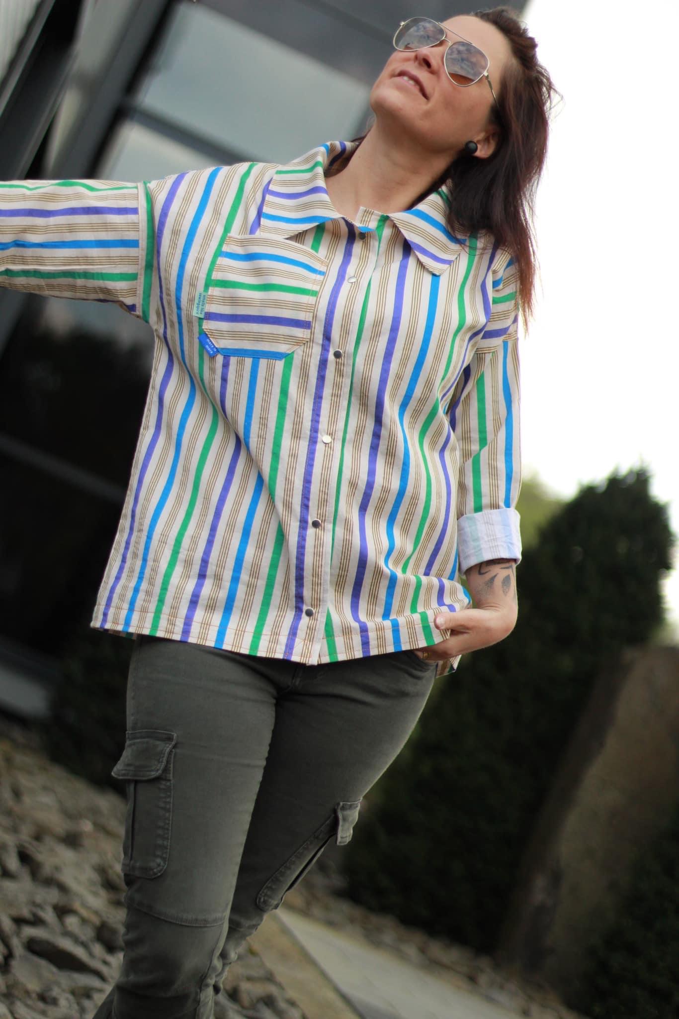Bio Webware Stoff  -  Stripes cool colors  - Annick, Streifen, bunt, 100% Bio-Baumwolle