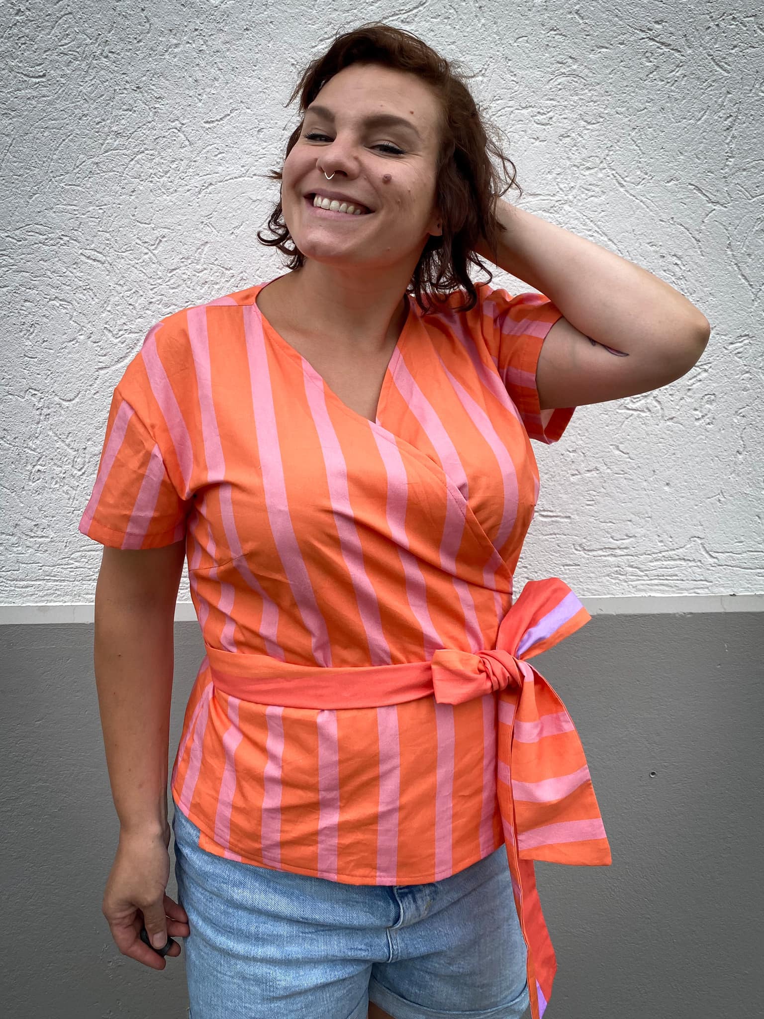 Bio Stoff  -  Stripes Vertical Papaya