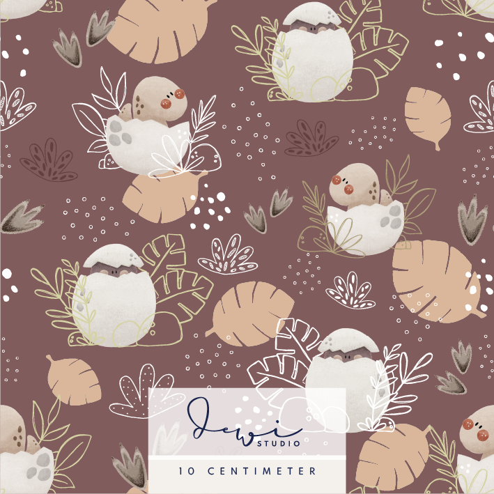 Bio Webware Stoff - Little Dinosaur Pflaume - DewiStudio, Dinosaurier, braun, lila, 100% Bio-Baumwolle Bio Webware Stoff - Little Dinosaur Pflaume - DewiStudio, Dinosaurier, braun, lila, 100% Bio-Baumwolle