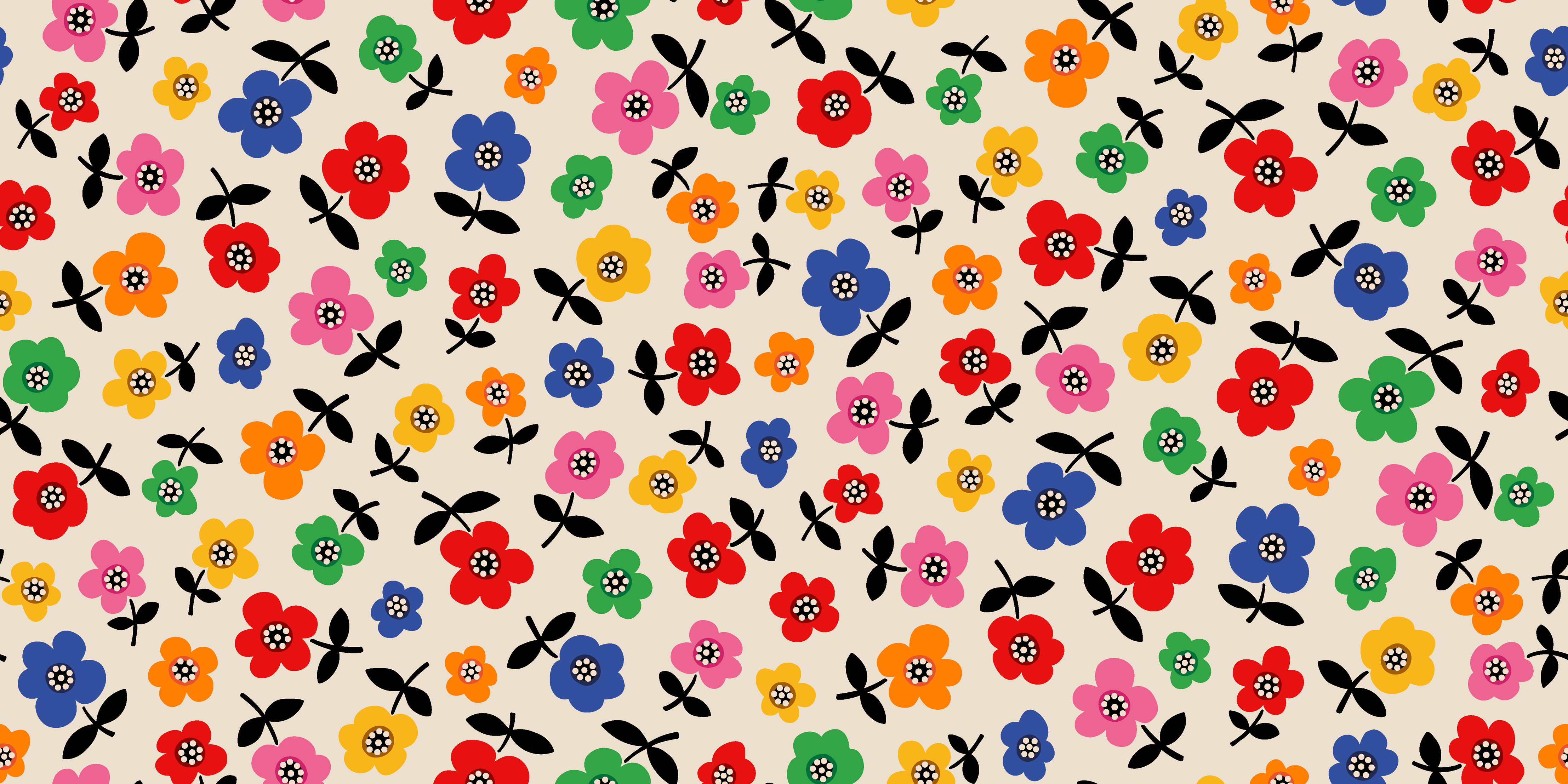Bio Fabric - Colorful Sea of Flowers Multicolor by Alexandra Weise in multicolor