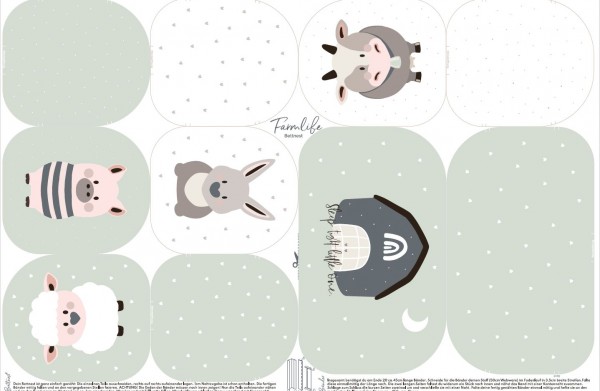 Bio Webware Stoff - Farmlife Babynest - DewiStudio, Tiere, mint, 100% Bio-Baumwolle Bio Webware Stoff - Farmlife Babynest - DewiStudio, Tiere, mint, 100% Bio-Baumwolle