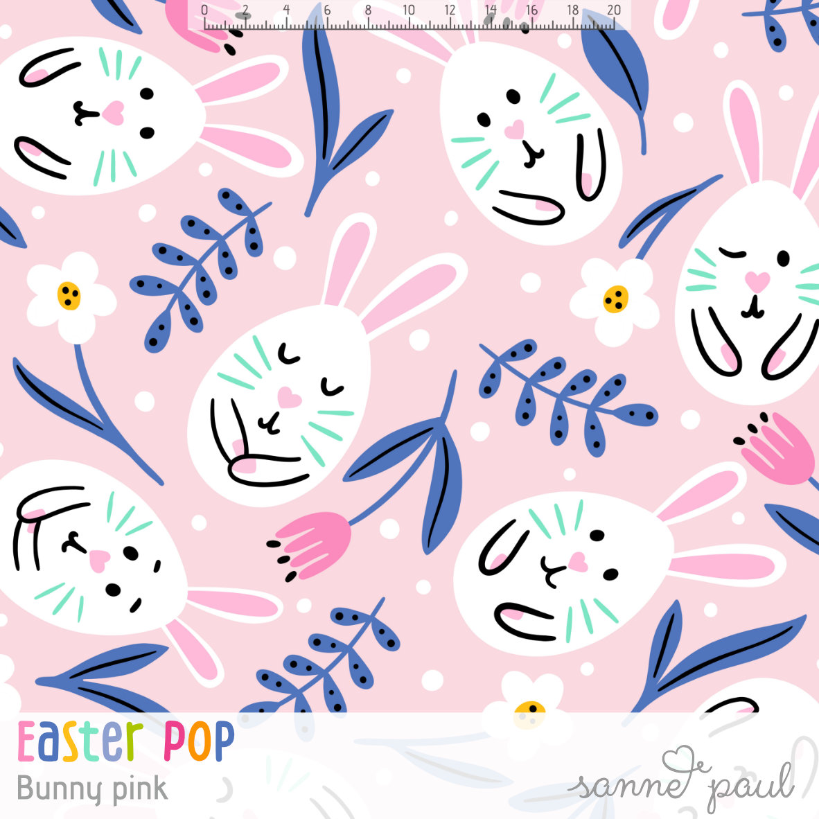 Bio Stoff  - Easter Pop Bunny Pink - SannePaul, rosa, Tiere, Ostern