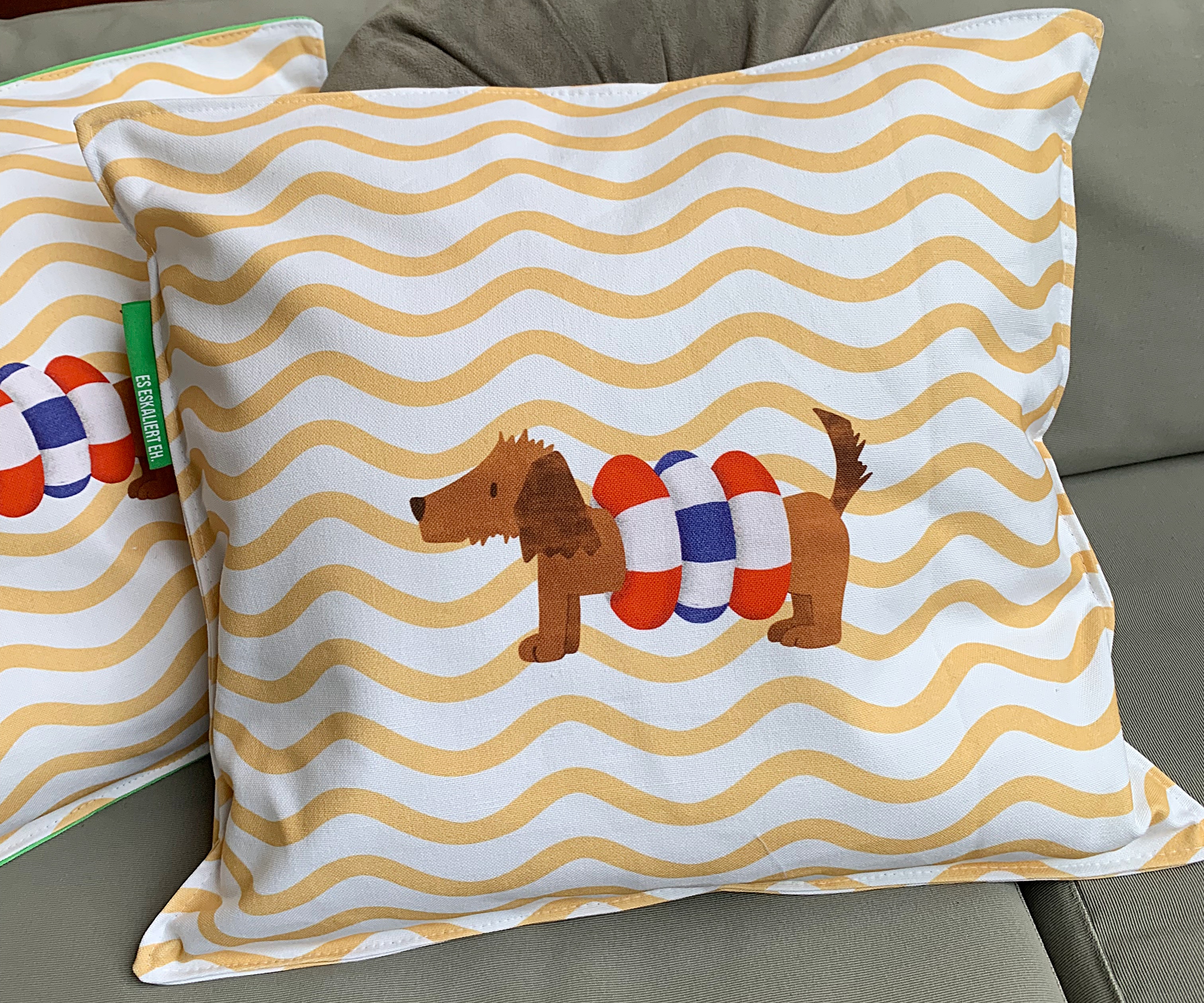 Bio Summersweat Stoff  - 50 cm Panel Summer Animal Dackel - AndreaLiesert, gelb, Kinder Breite 150 cm