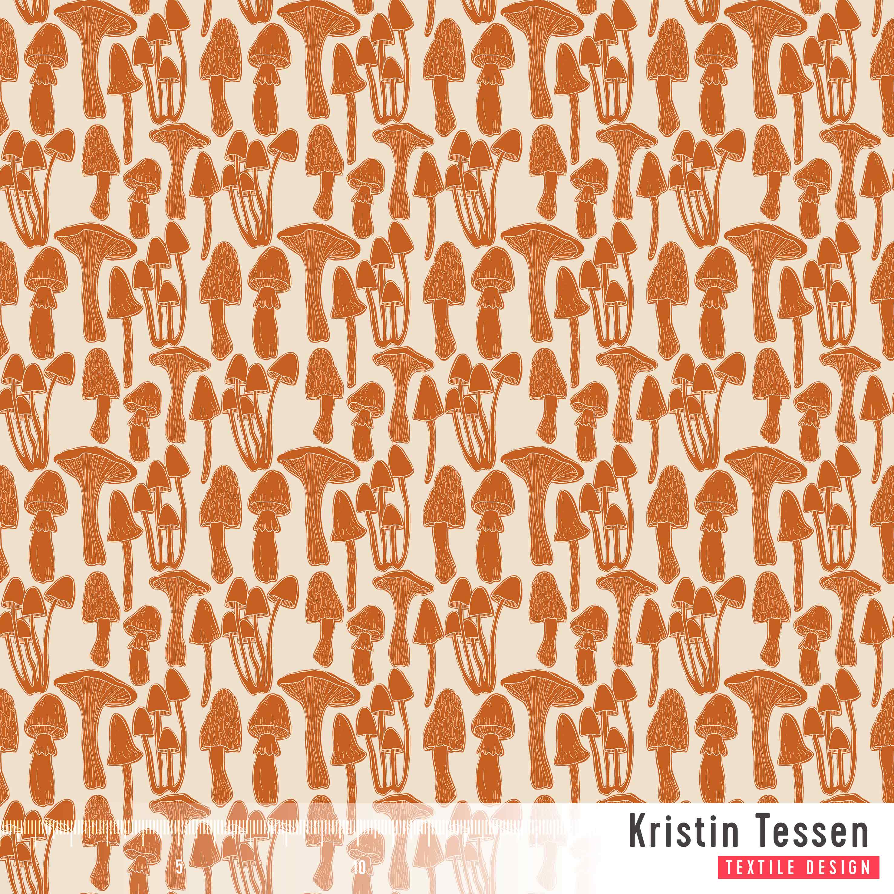 Bio Stoff - Pilze Brandied Melon von Kristin Tessen in orange
