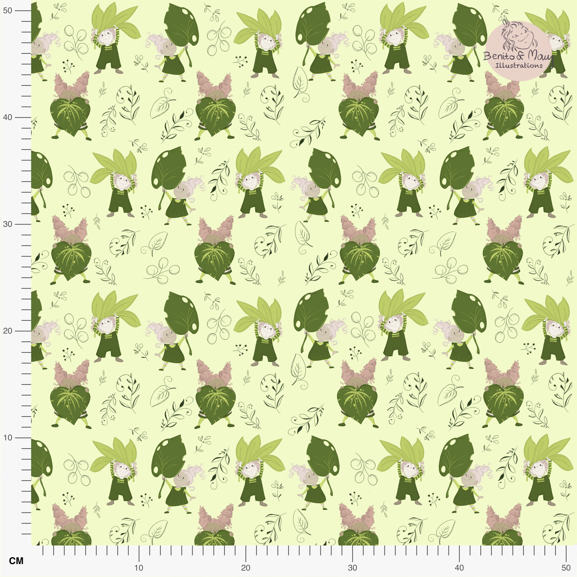 Bio Stoff  -  Botanical Fairytale grün, mittel