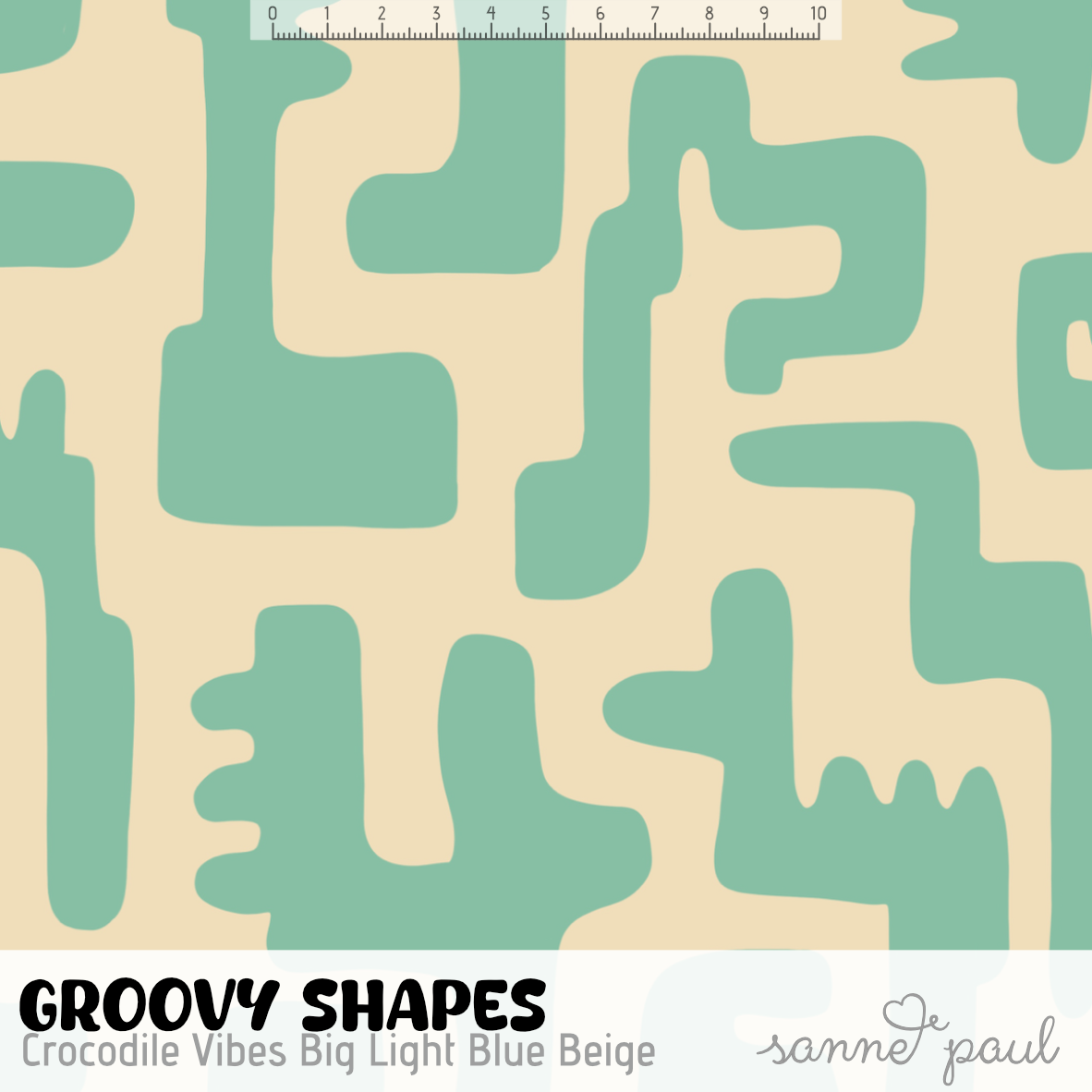 Bio Stoff - Groovy Shapes Crocodile Vibes Big hellblau