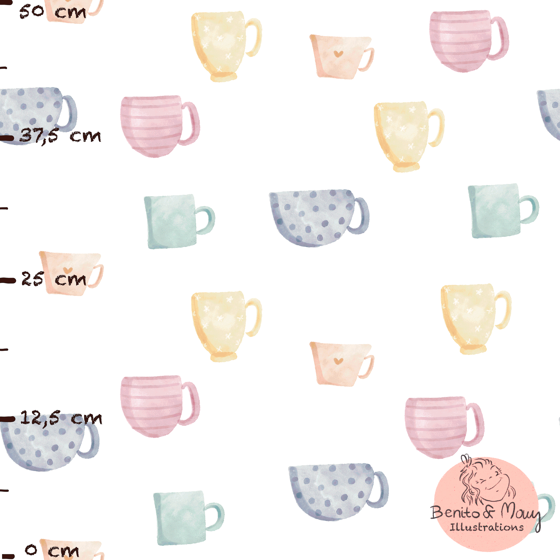 Bio Fabric - My Cup Of Tea by Benito and Maus Illustrations in multicolor