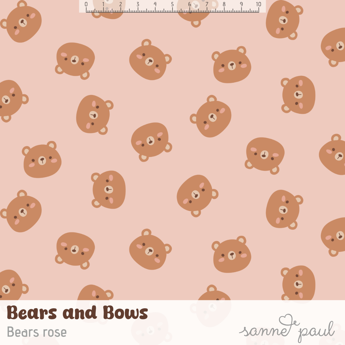 Bio Stoff - Bears And Bows Bears Rose von Sanne Paul in rosa