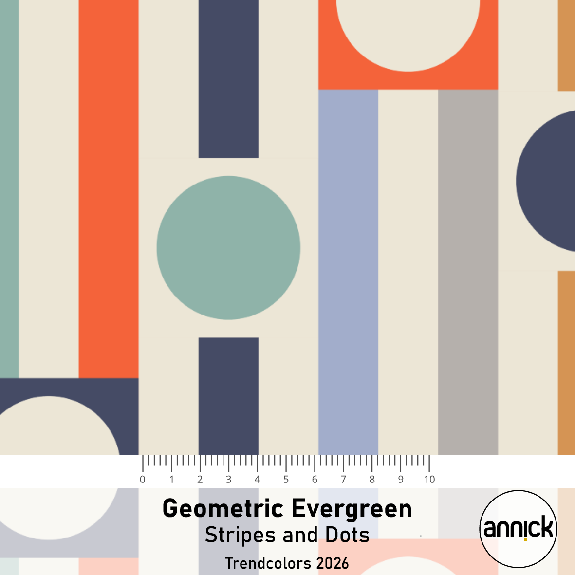 Bio Stoff - Geometric Evergreen Stripes and Dots bunt