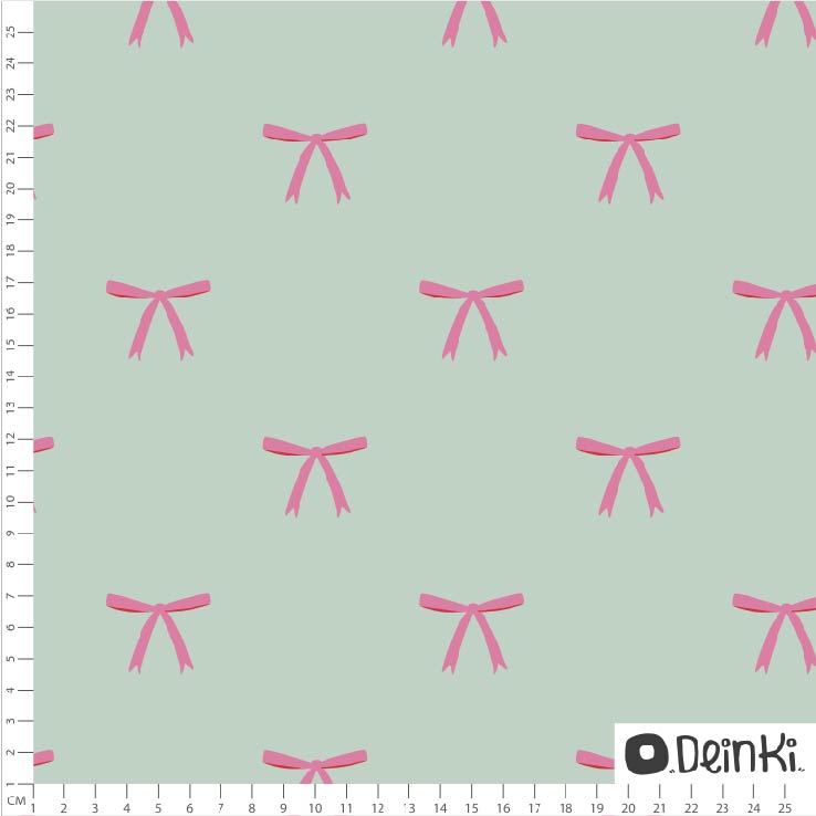 Organic Fabric - Small Ribbons mint, pink