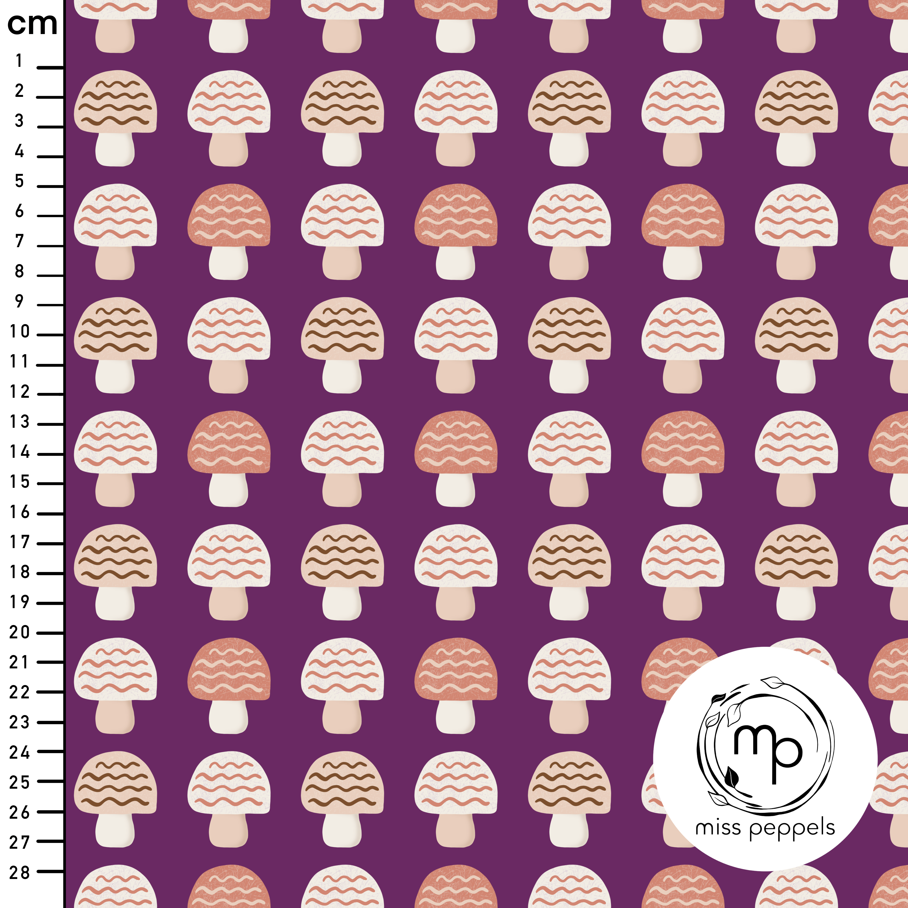 Organic Fabric - Mushroom Field Mauve3 by misspeppels in purple