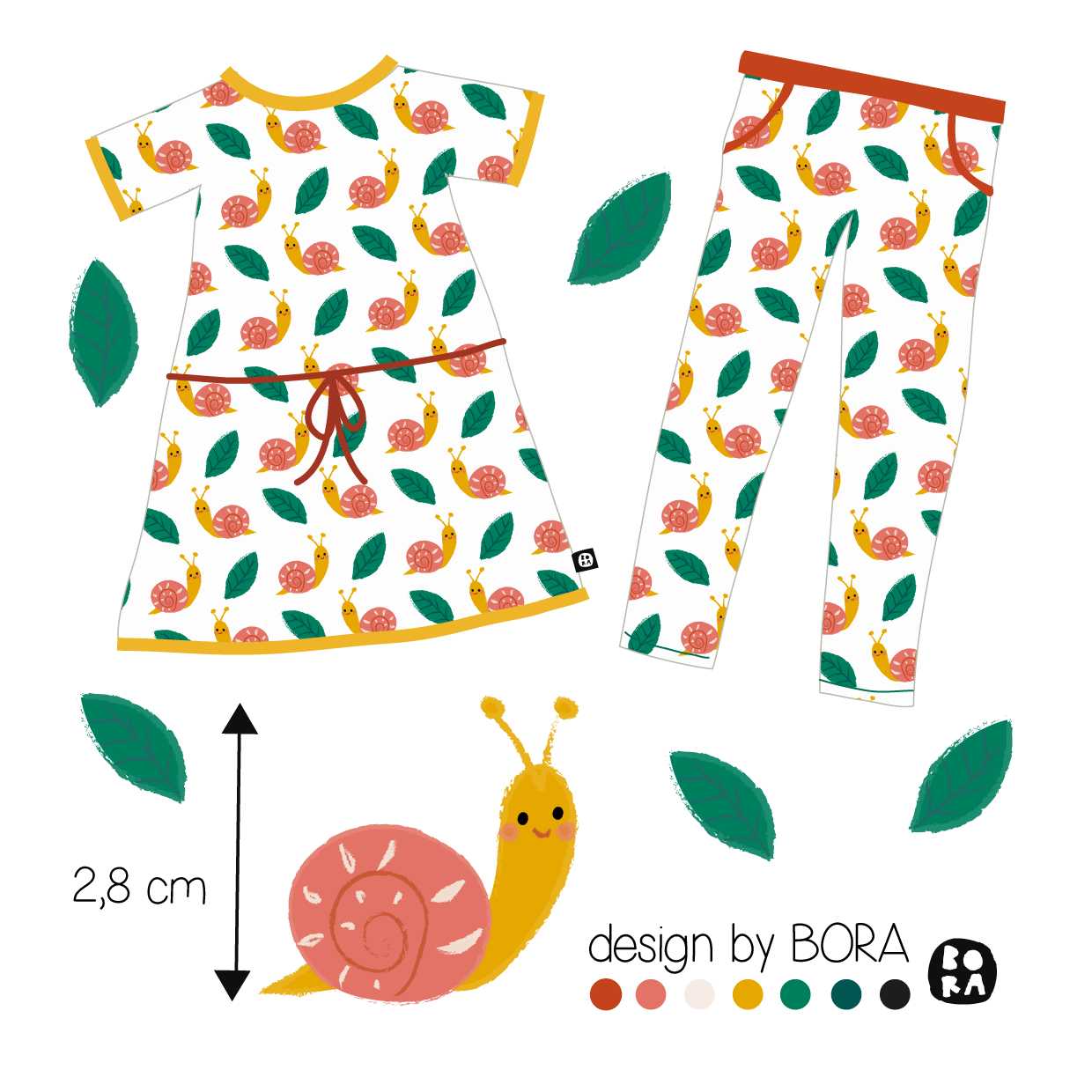 Bio Webware Stoff - Snails And Leaves - Bora, creme, Blätter & Ranken, Tiere, bunt, 100% Bio-Baumwolle Bio Webware Stoff - Snails And Leaves - Bora, creme, Blätter & Ranken, Tiere, bunt, 100% Bio-Baumwolle