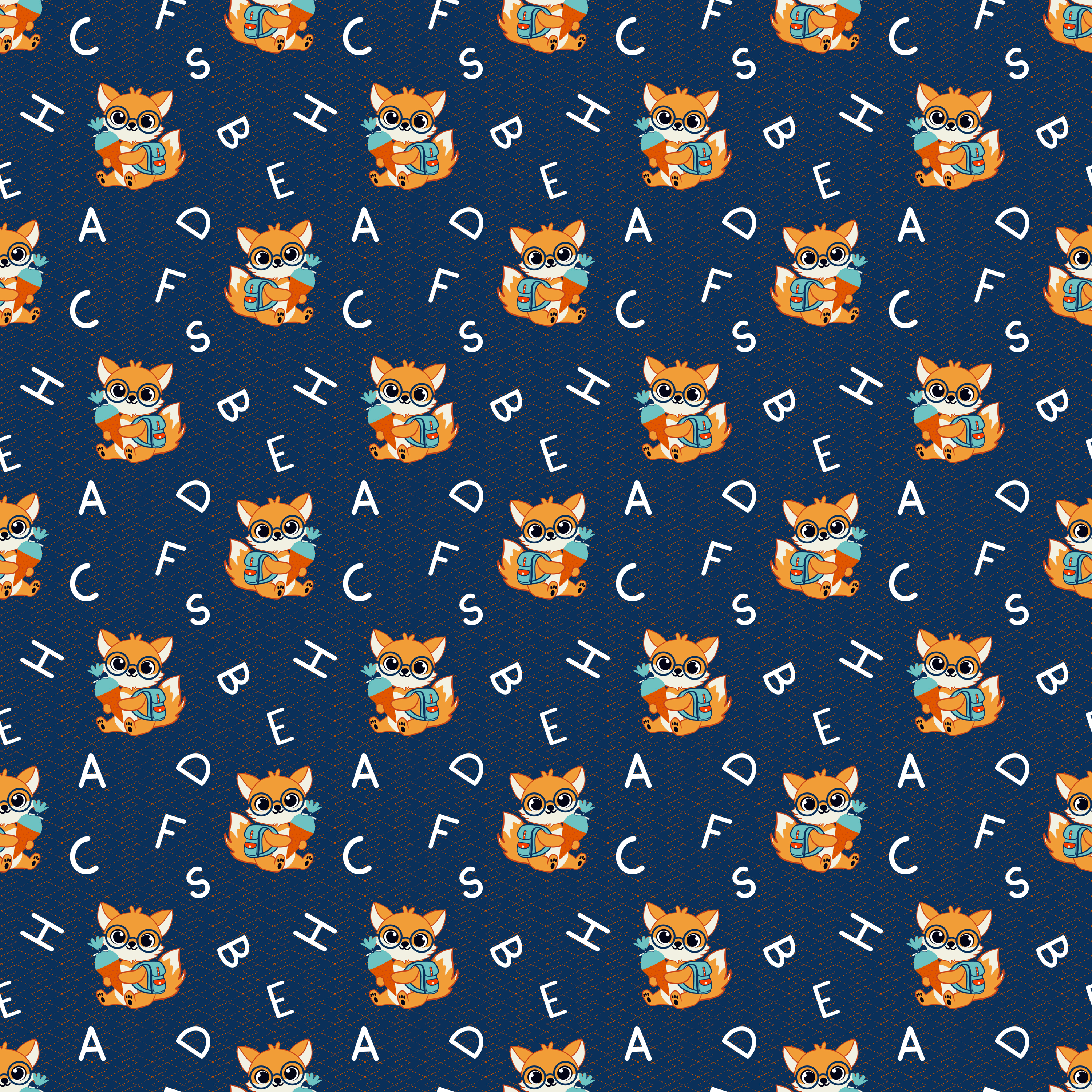 Bio Stoff - Buchstaben Fuchs Blau von misspeppels in blau Bio Stoff - Buchstaben Fuchs Blau von misspeppels in blau