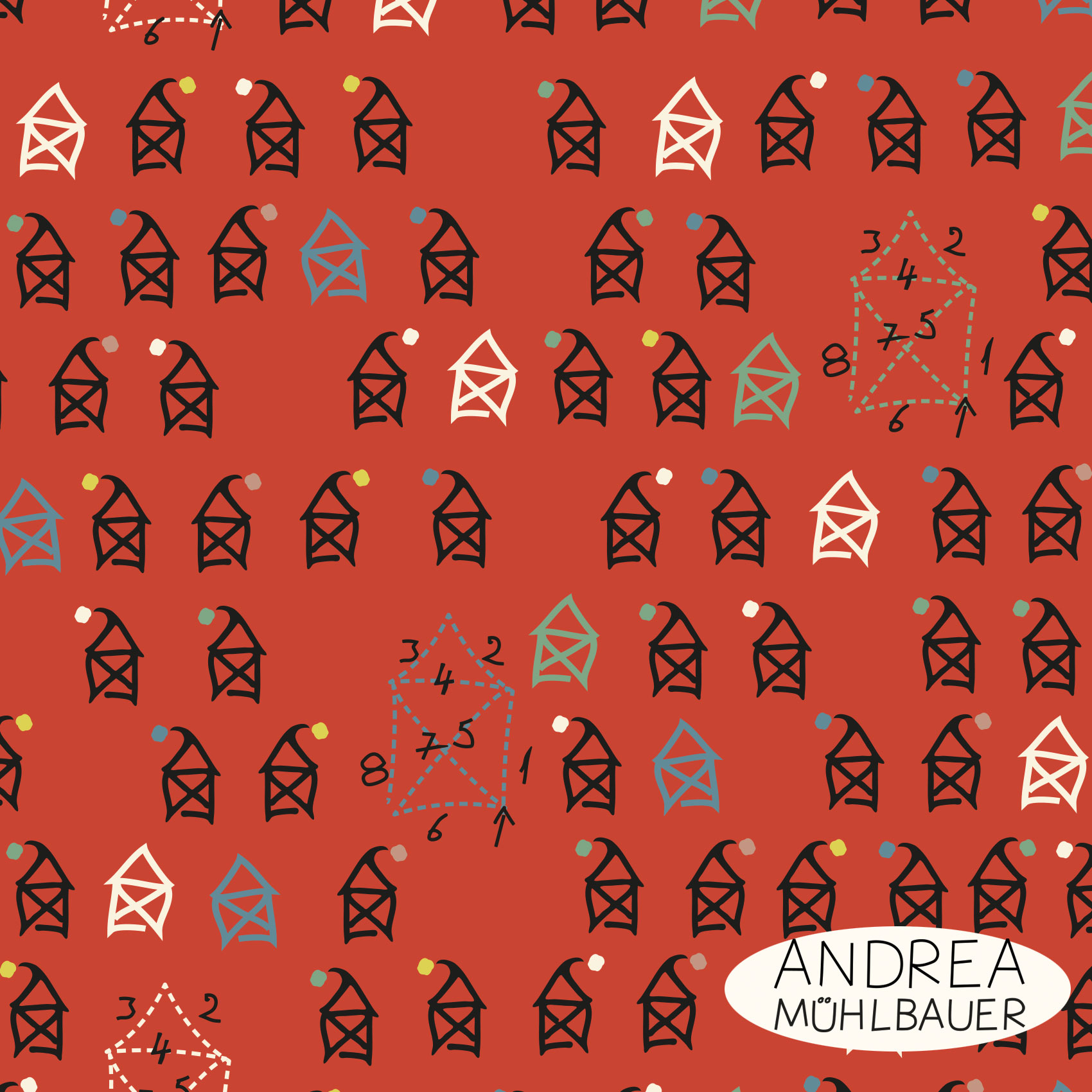 Bio Summersweat Stoff - Haus vom Nikolaus Red - AndreaMuehlbauer, Weihnachten, Rot, Breite 150 cm Bio Summersweat Stoff - Haus vom Nikolaus Red - AndreaMuehlbauer, Weihnachten, Rot, Breite 150 cm