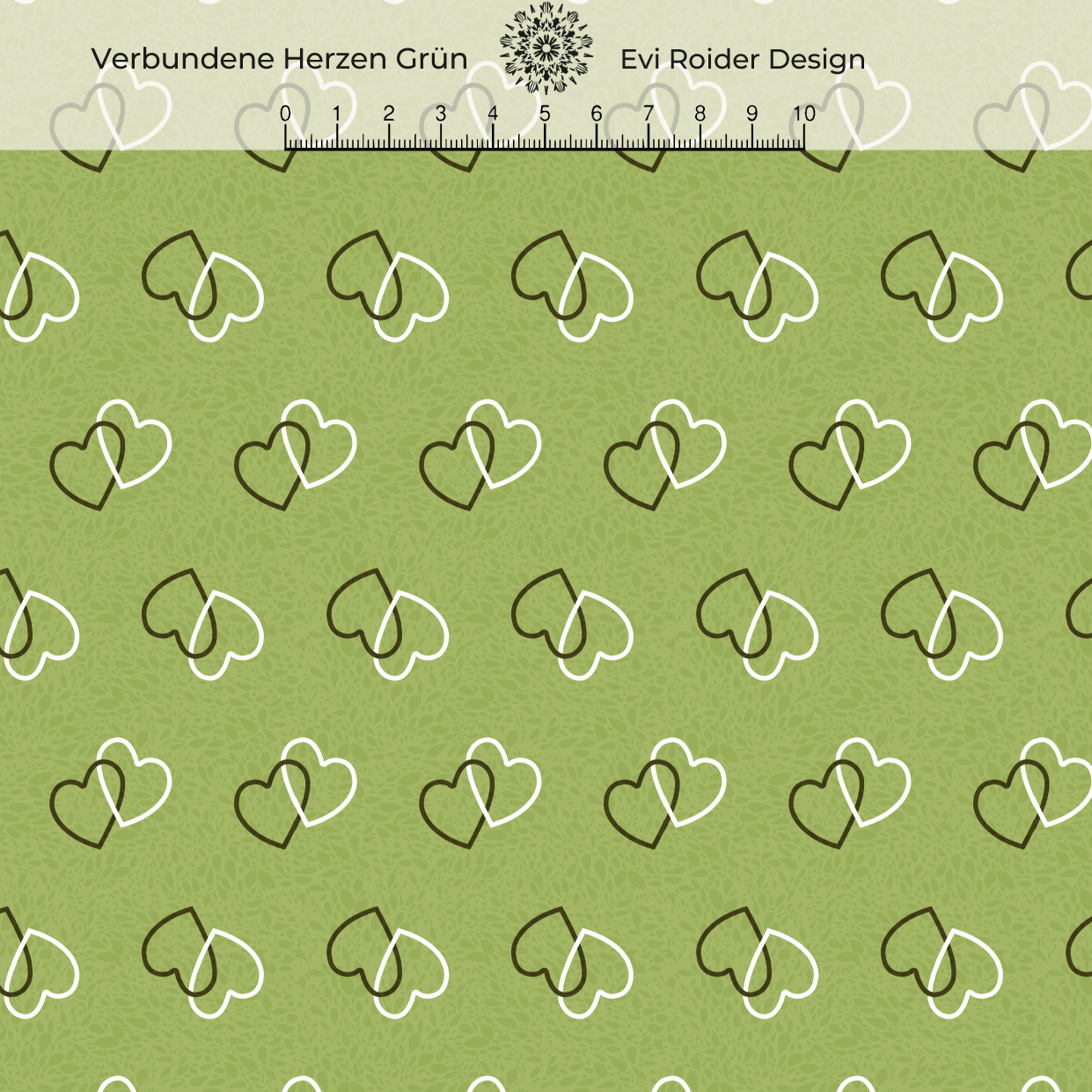 Organic fabric  - Connected hearts green