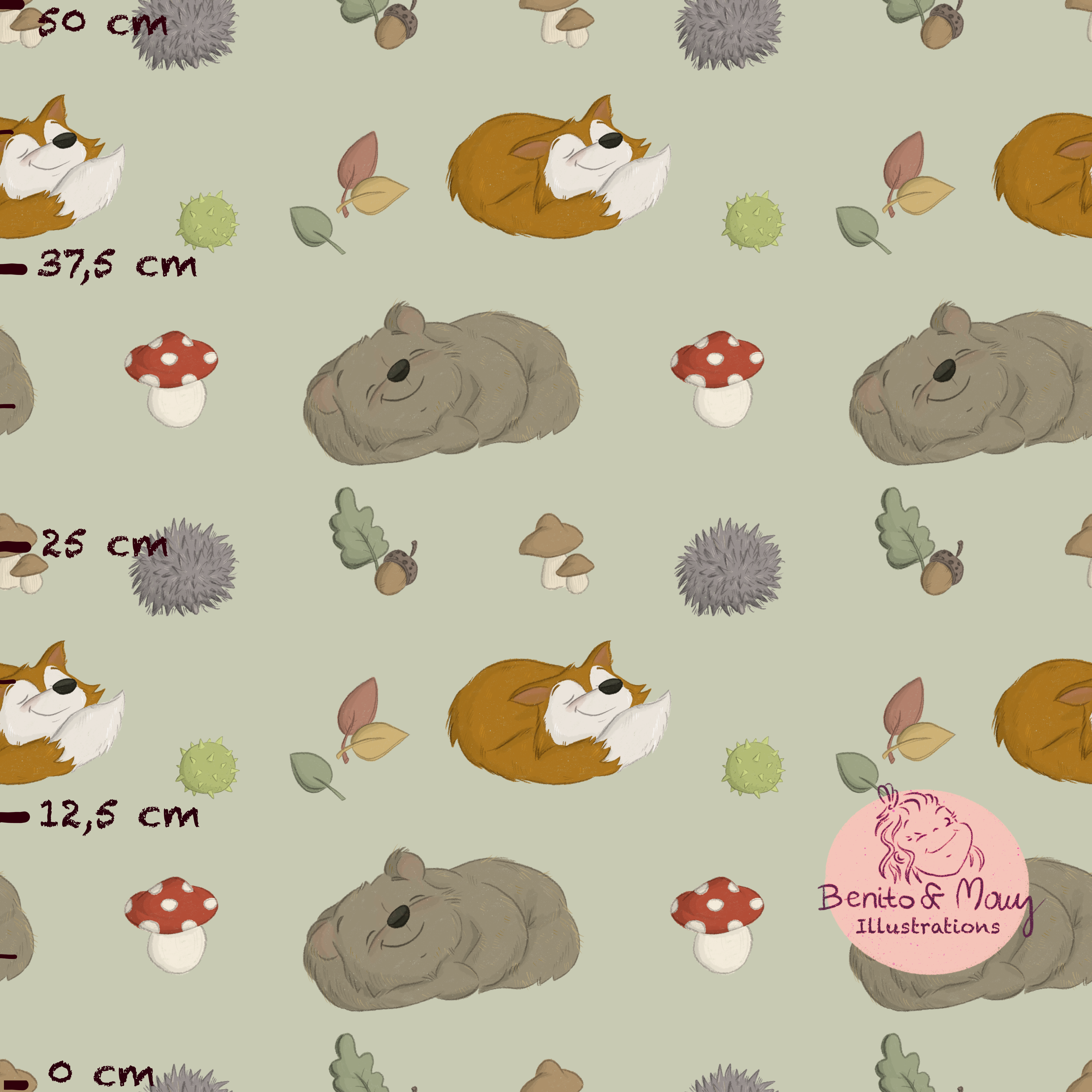 Bio Stoff - Waldträume Grün Klein von Benito Und Maus Illustrations in grün