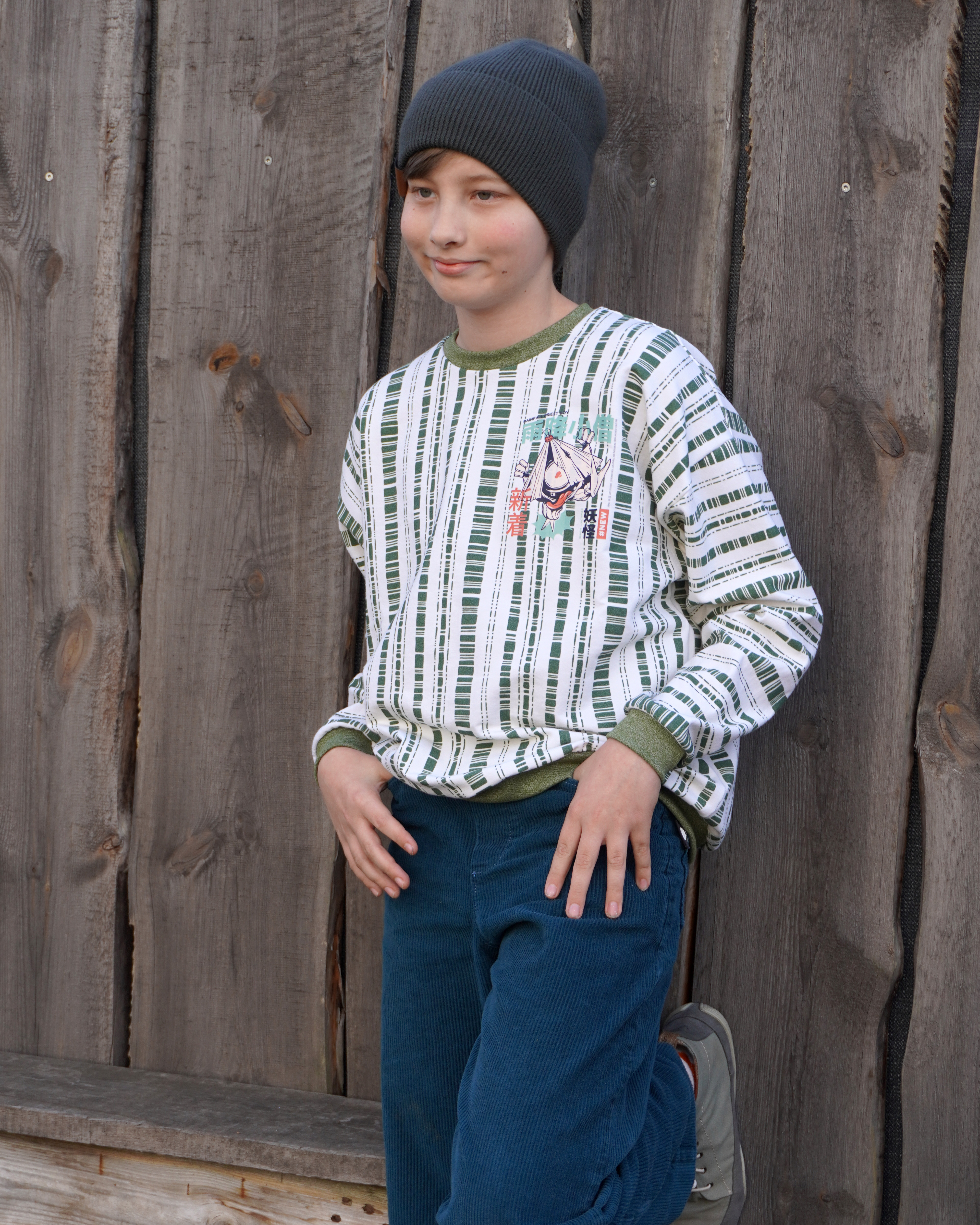 Bio Stoff  - Neo Tropica Boho Streifen grün