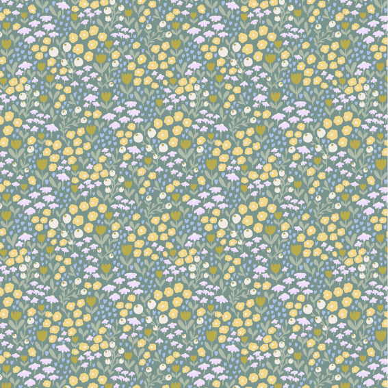 Organic Fabric  - Mini Meadow Emerald