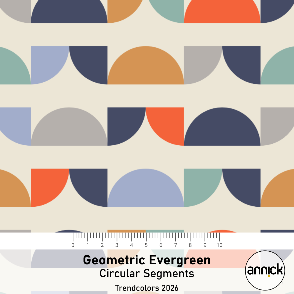 Bio Stoff - Geometric Evergreen Circular Segments bunt