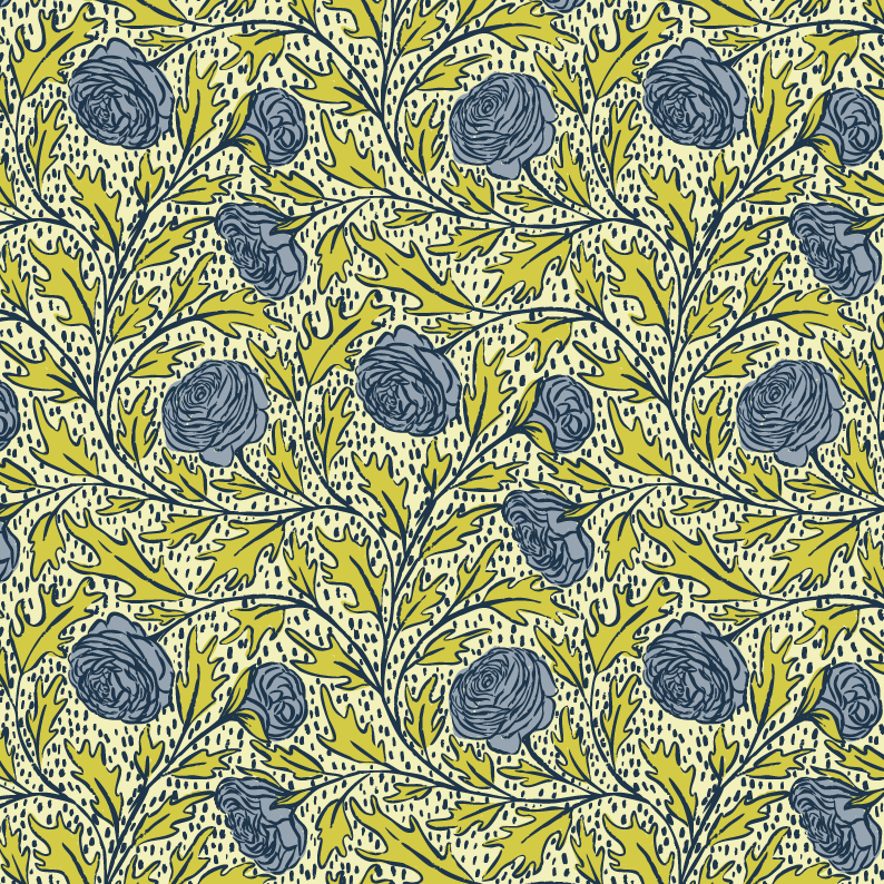 Bio Stoff - Walzig Roses grün