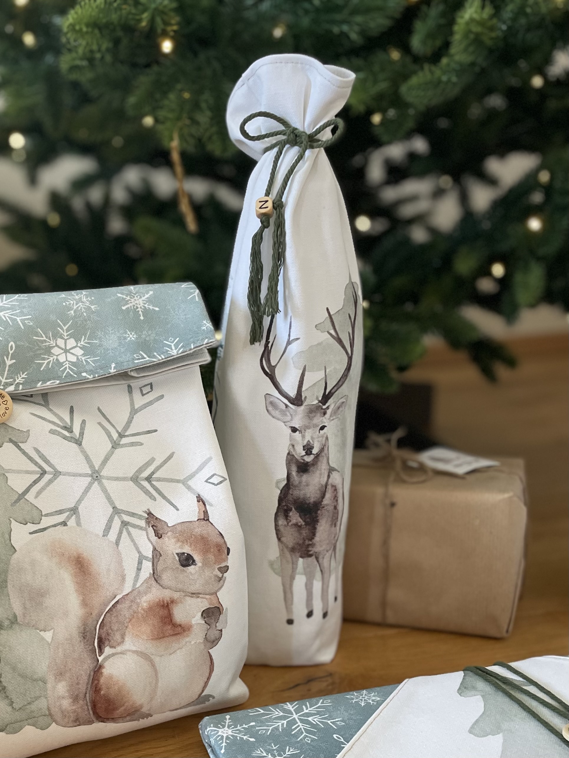 Bio Stoff - Winterwaldzauber grau