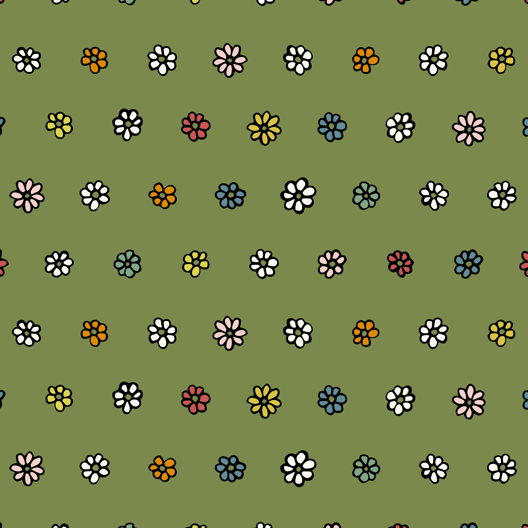 Organic fabric - Elven flower meadow green