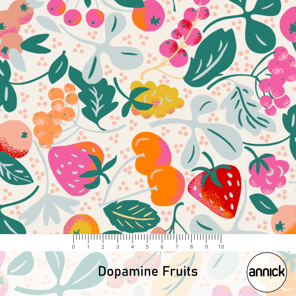 Bio Summersweat Stoff  - Dopamine Fruits - Annick, bunt, Abstrakt, ObstBreite 150 cm