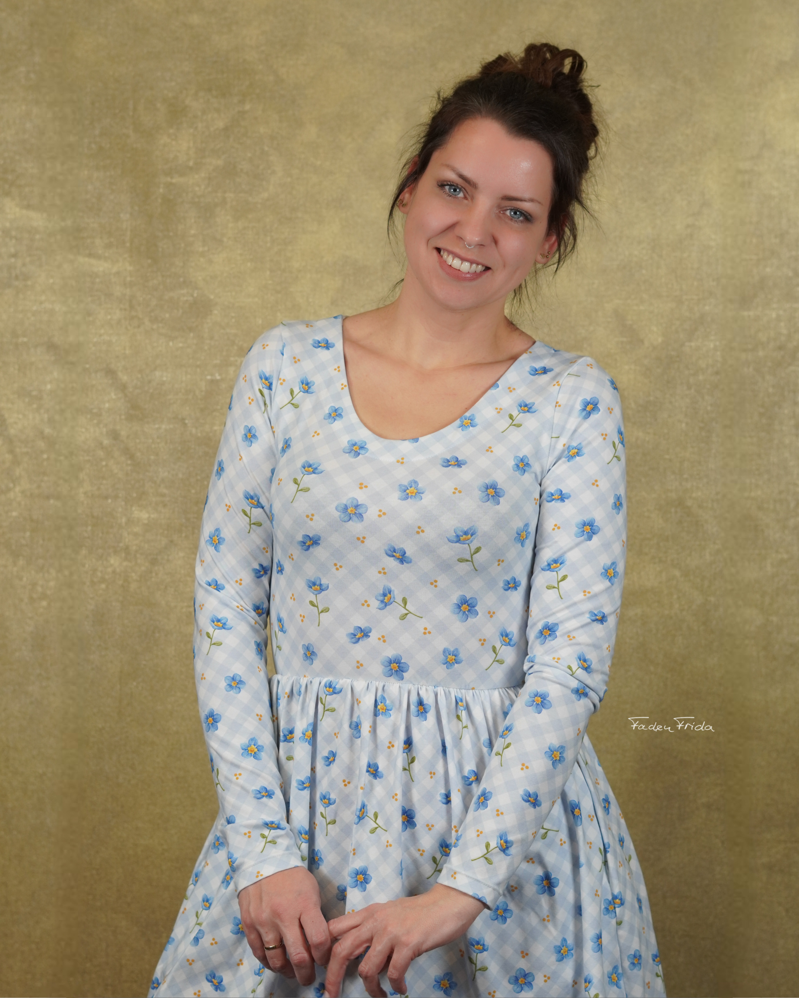 Organic Fabric - Vergissmeinnicht Vichy Karos blue