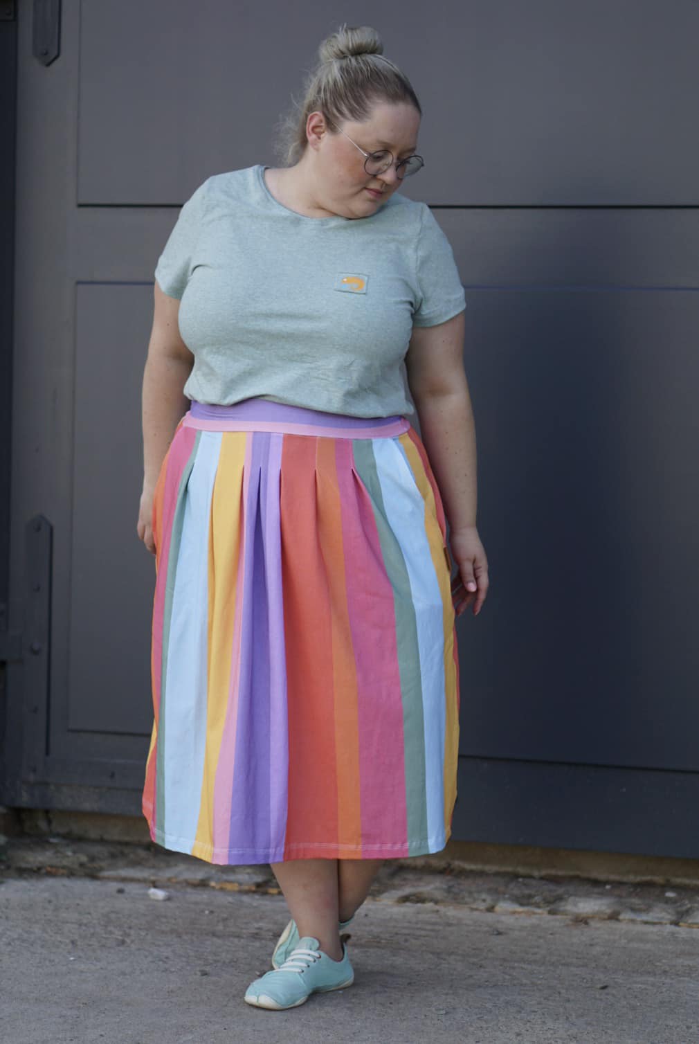 Scuba Stoff  -  Blockstreifen Sanftes Bunt  - LisaSanders, blau, Streifen, bunt, rosa, gelb, lila, Breite 150 cm