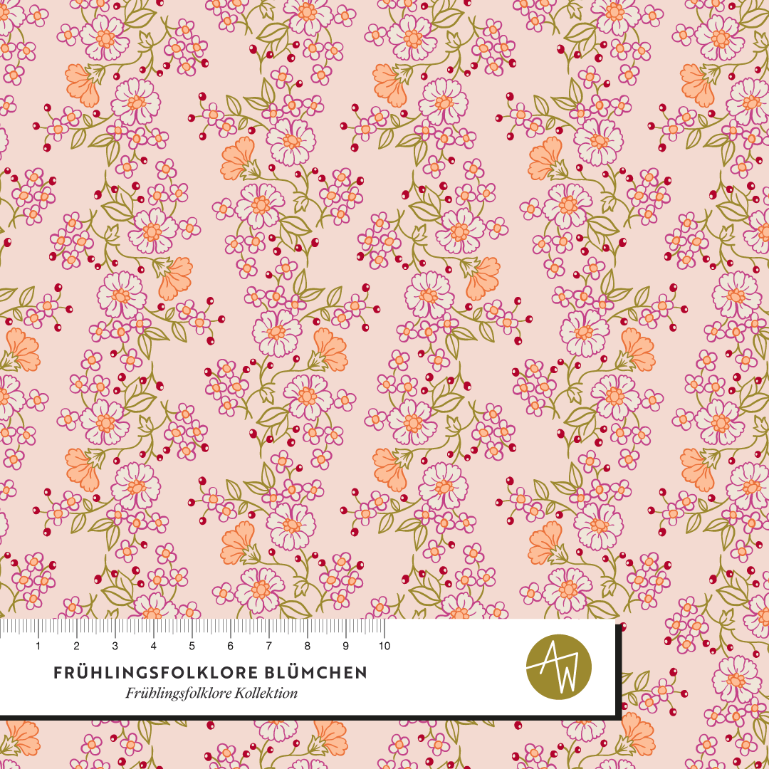 Bio Stoff  - Frühlingsfolklore Blümchen