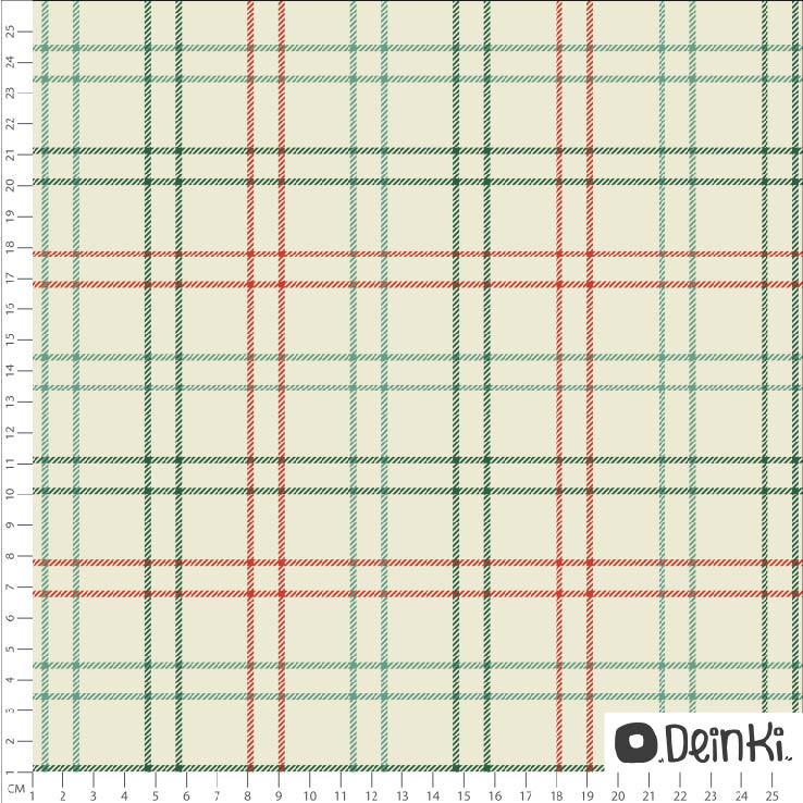 Bio Webware Stoff  -  Tattersall Karo  - Deinki, Kariert, creme, 100% Bio-Baumwolle
