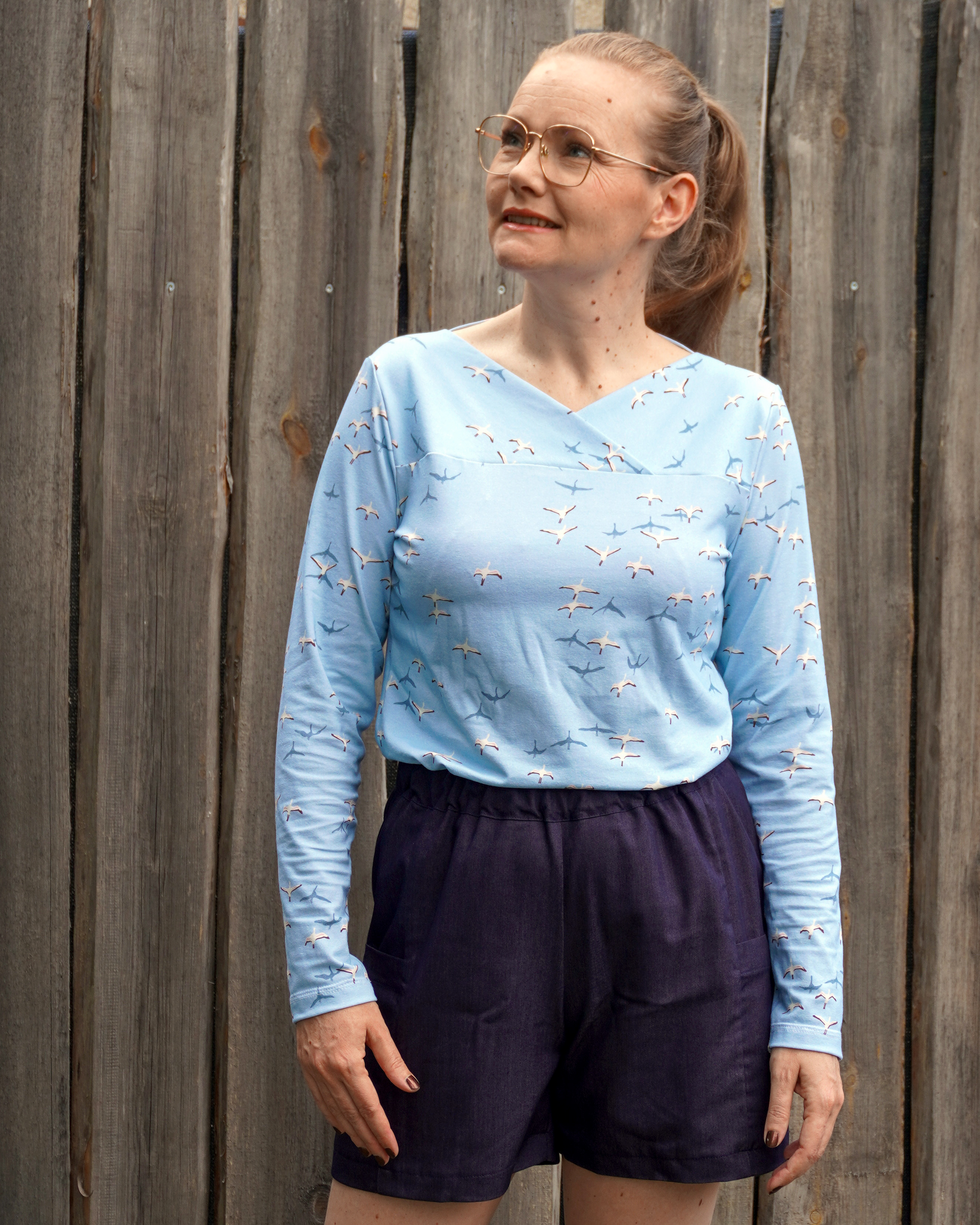 Organic fabric - Safari Luxe Flamigos sky blue
