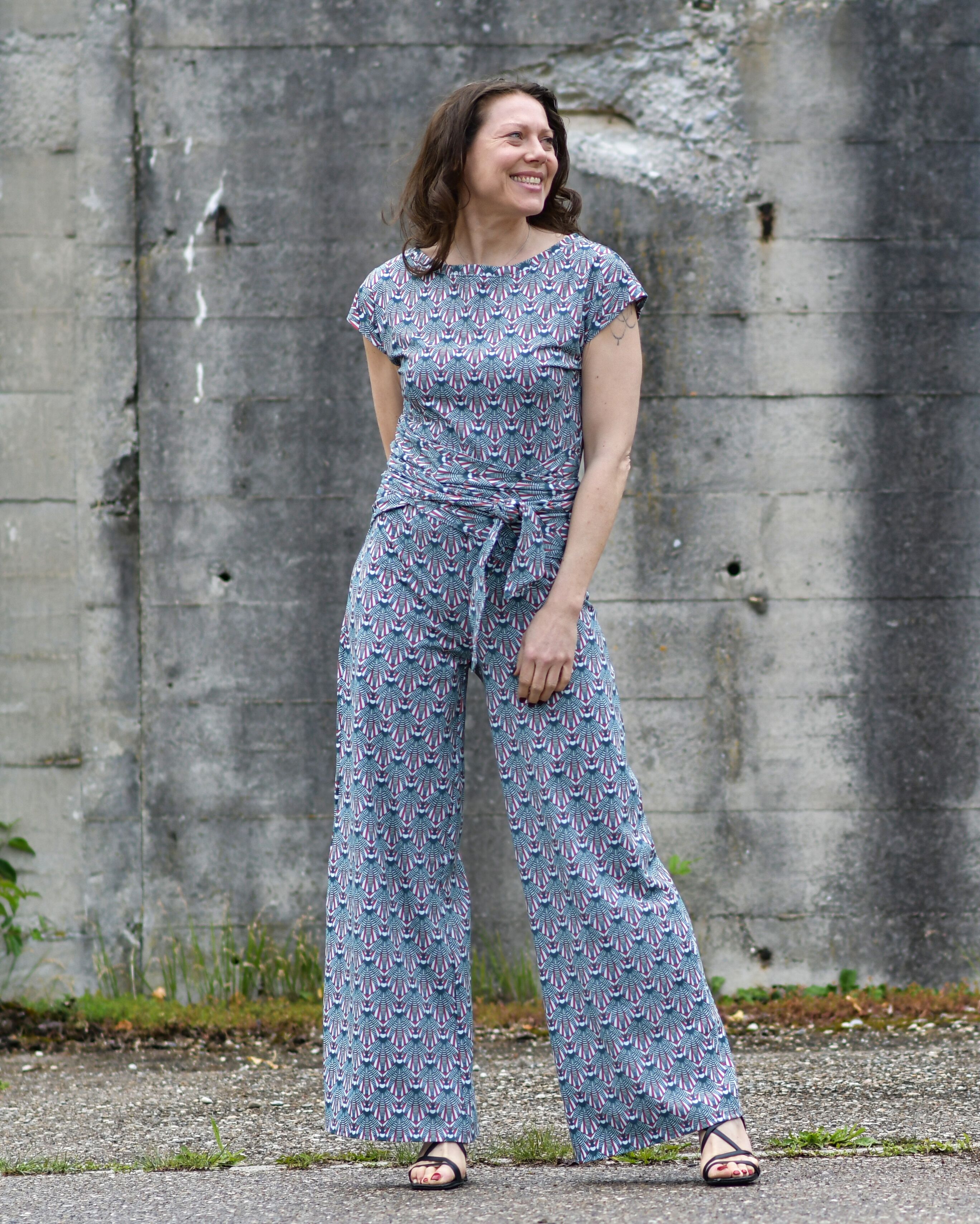 Organic fabric - Nordlicht red
