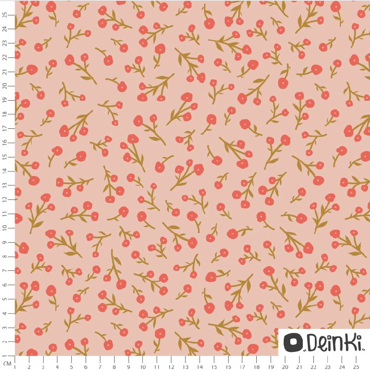 Bio Webware Stoff - Süße Kleine Blümchen - Deinki, Floral & Blumen, rosa, 100% Bio-Baumwolle Bio Webware Stoff - Süße Kleine Blümchen - Deinki, Floral & Blumen, rosa, 100% Bio-Baumwolle